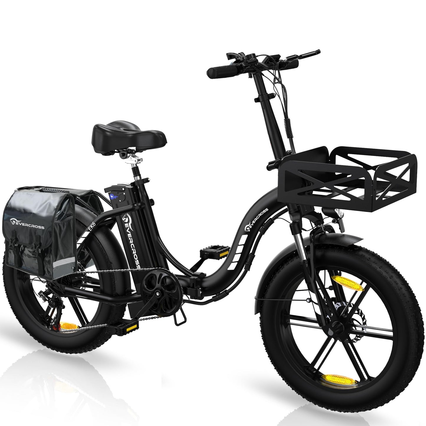 ELB- EVERCROSS EK6 Elektrofahrräder Erwachsene, faltbares E-Bike mit 20" x 4,0 Breiten Reifen, E Bike Mountainbike mit 7 Gang Getriebe, 48V 15AH Akku, 250W Motor, 33,2kg Gewicht, Doppelstoßdämpfern