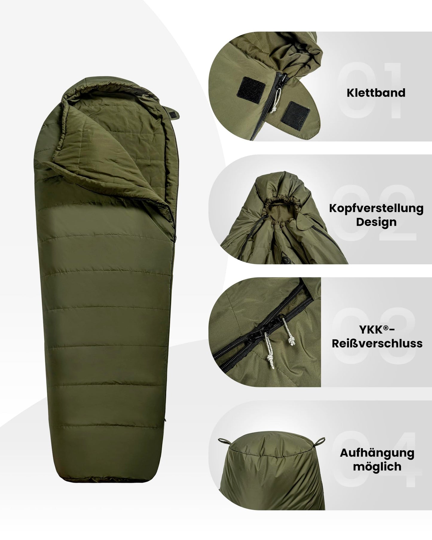 OneTigris Schlafsack Outdoor kleines Packmaß 3 Jahreszeiten 8 °C -15 °C Mumienschlafsack Ultraleicht kompakt für Camping, Reisen, Wandern
