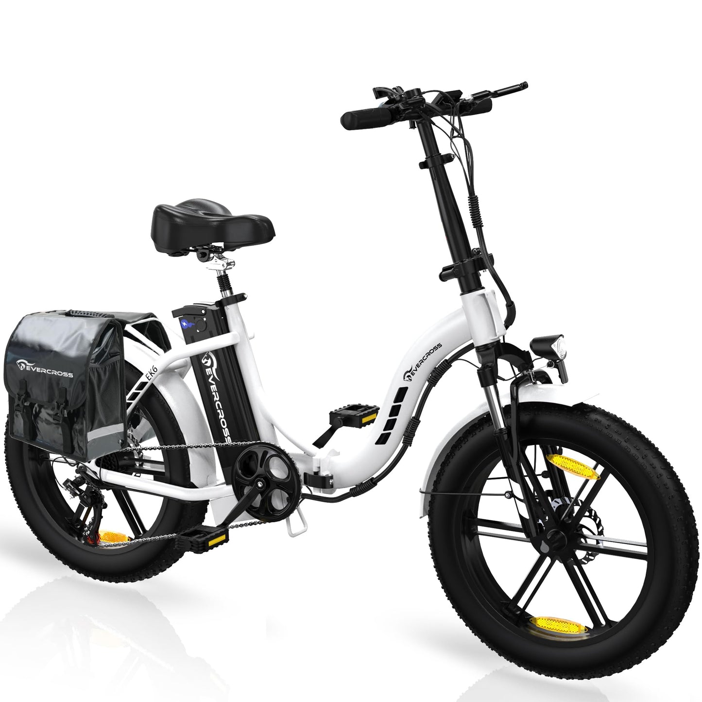 ELB- EVERCROSS EK6 Elektrofahrräder Erwachsene, faltbares E-Bike mit 20" x 4,0 Breiten Reifen, E Bike Mountainbike mit 7 Gang Getriebe, 48V 15AH Akku, 250W Motor, 33,2kg Gewicht, Doppelstoßdämpfern