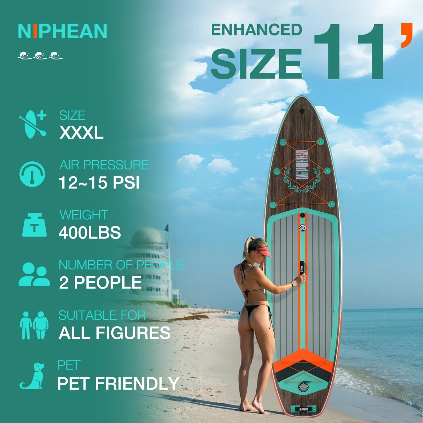 ELB Explore - Niphean Stand up Paddle Board mit Ausgewogenem Flügeldesign und robustem SUP Zubehör, 335cm Stabil Inflatable Paddle Boards for Adults, Sup Board, Stand up Paddling Board mit Sitz, Paddleboard