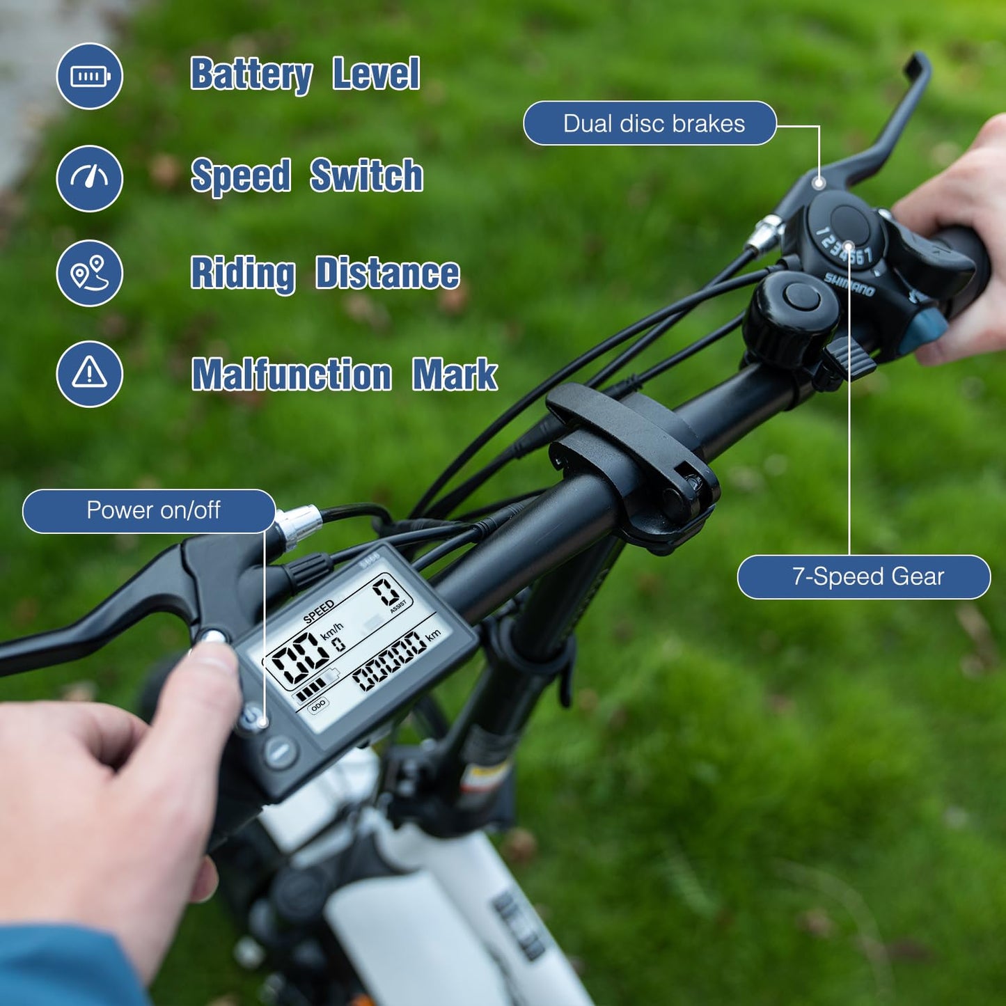 ELB- EVERCROSS EK6 Elektrofahrräder Erwachsene, faltbares E-Bike mit 20" x 4,0 Breiten Reifen, E Bike Mountainbike mit 7 Gang Getriebe, 48V 15AH Akku, 250W Motor, 33,2kg Gewicht, Doppelstoßdämpfern