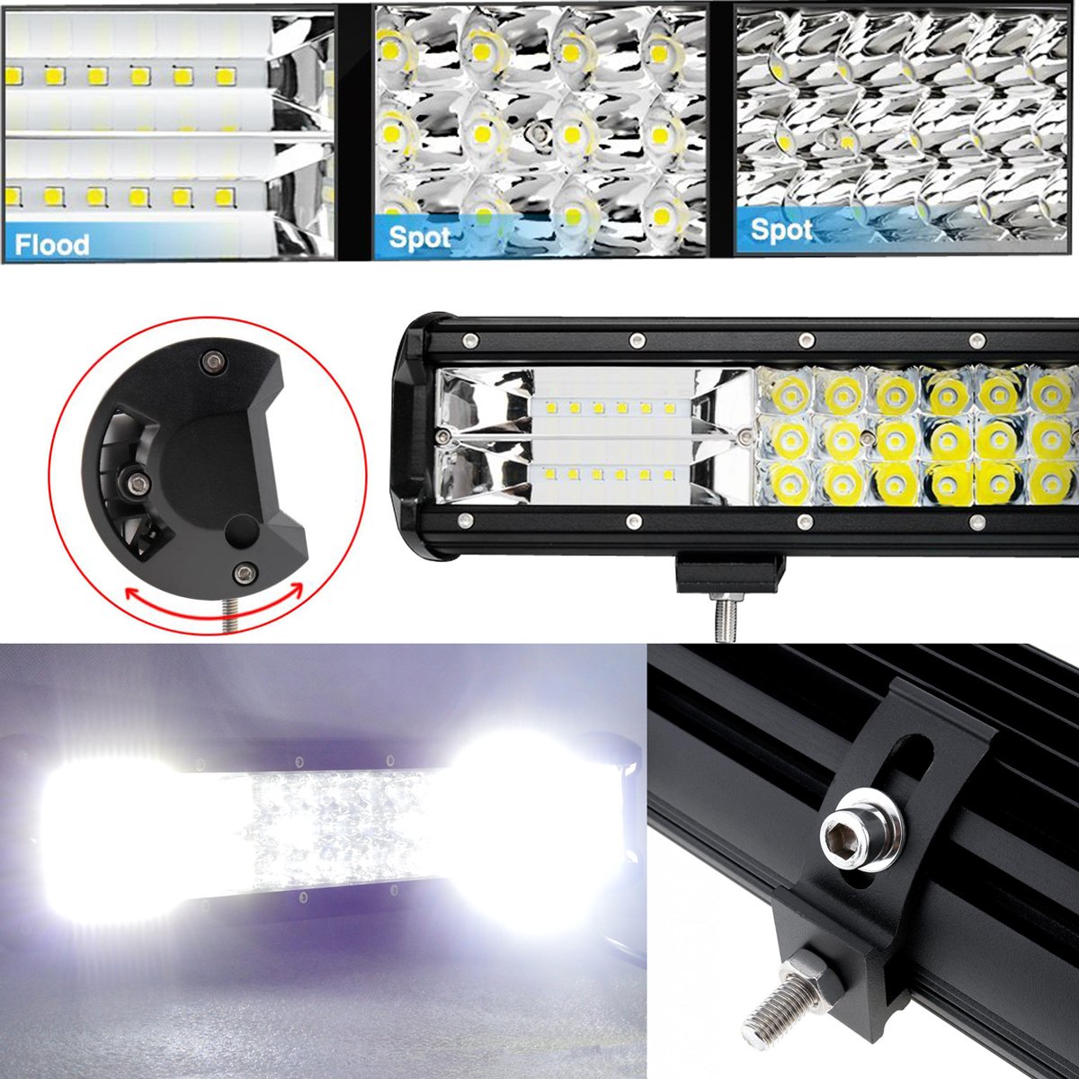 ELB AUXTINGS 22 Zoll 324W dreireihiger LED Arbeitslicht Bar Autoscheinwerfer Offroad Flutlicht Scheinwerfer 6000K imprägniern IP67 Arbeits-Licht 12V 24V