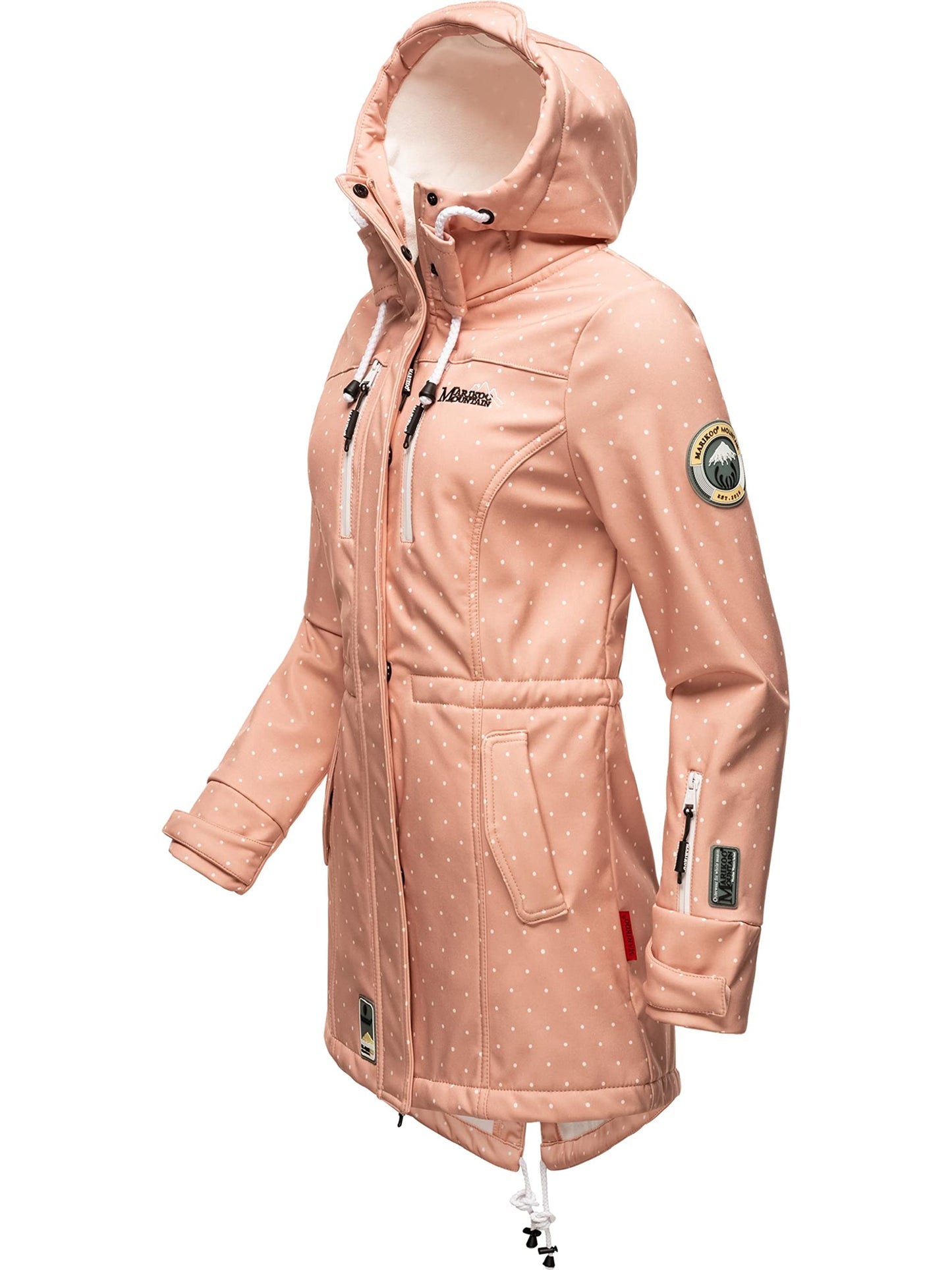 MARIKOO Damen Übergangsjacke Softshellmantel wasserdicht atmungsaktiv mit Kapuze Zimtzicke XS-3XL