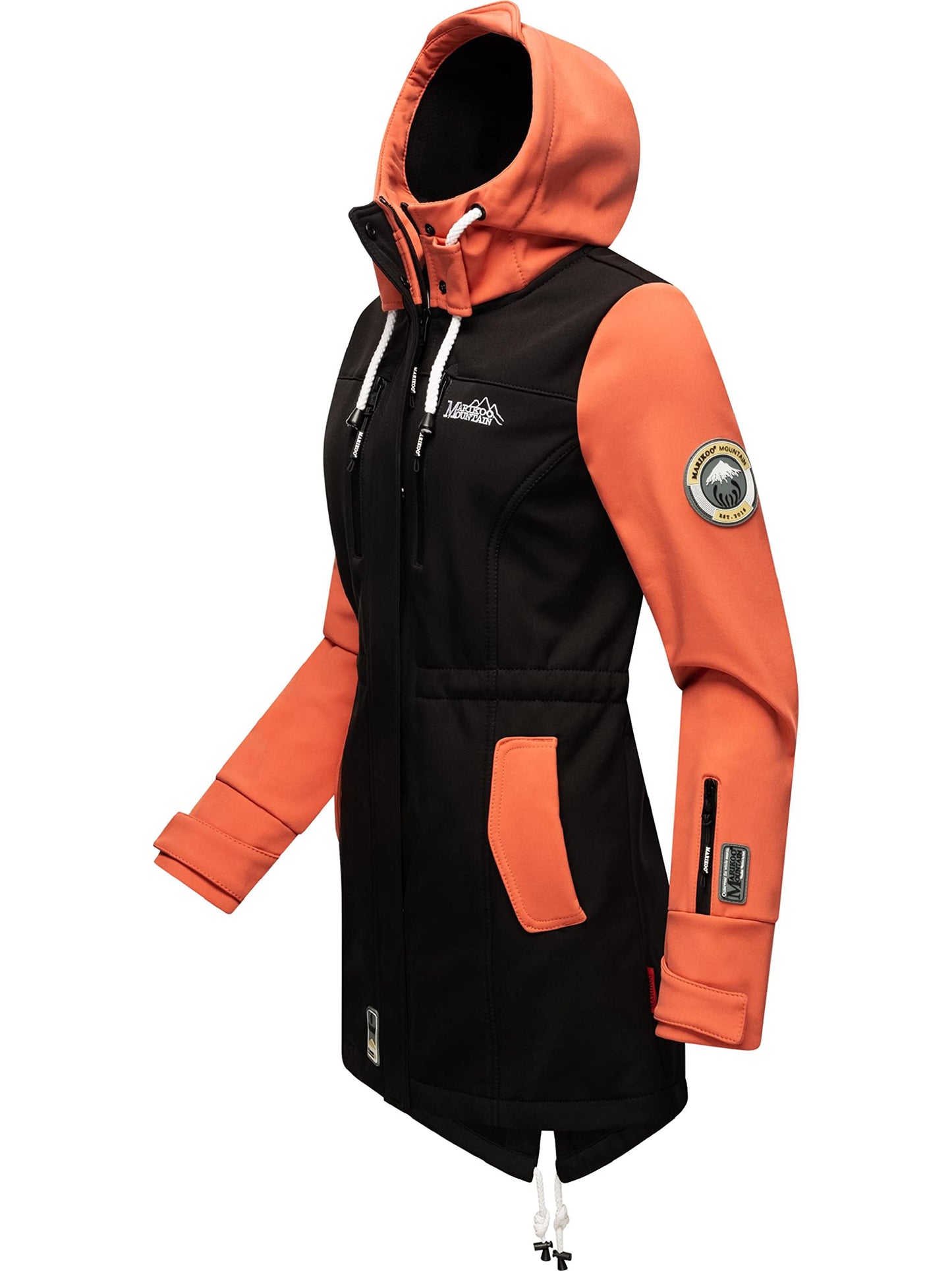 MARIKOO Damen Übergangsjacke Softshellmantel wasserdicht atmungsaktiv mit Kapuze Zimtzicke XS-3XL