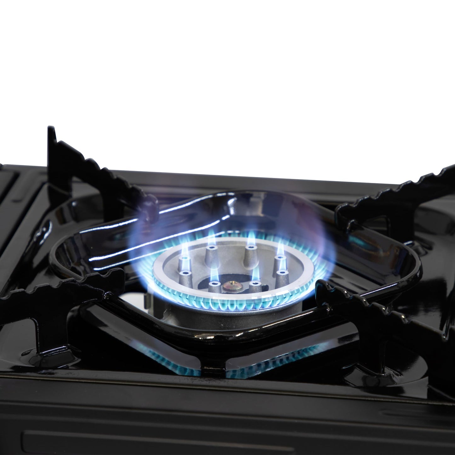 Z.M.C PREMIUM Camping Gaskocher 2-flammig + Grillplatte 45x24 cm + 8 Gaskartuschen 227g, Campingkocher mit Zündsicherung für Outdoor und Innenraum, Balkon Doppelgaskocher mit Piezozündung