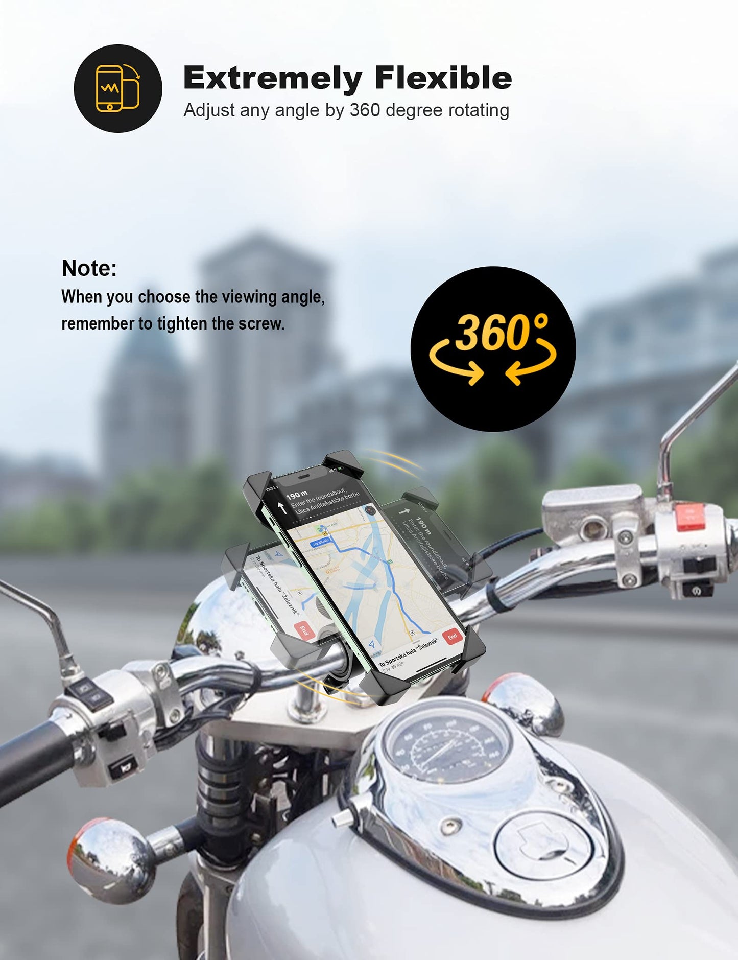 Grefay Fahrrad Handyhalterung Universal Motorrad Handy Halterung für 3,5-6,5 Zoll Smartphone mit 360° Drehbar