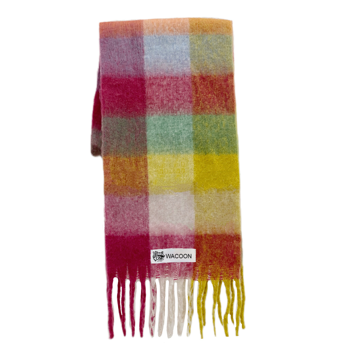WACOON Schal bunt, lang Imitation Cashmere Tassel Rainbow Scarf