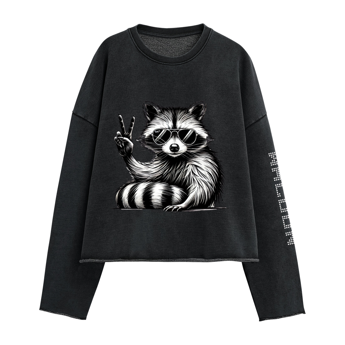 WACOON black victory 440GSM Unisex Washed Cropped Sweatshirt