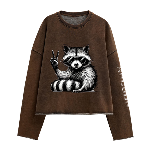 WACOON black victory 440GSM Unisex Washed Cropped Sweatshirt