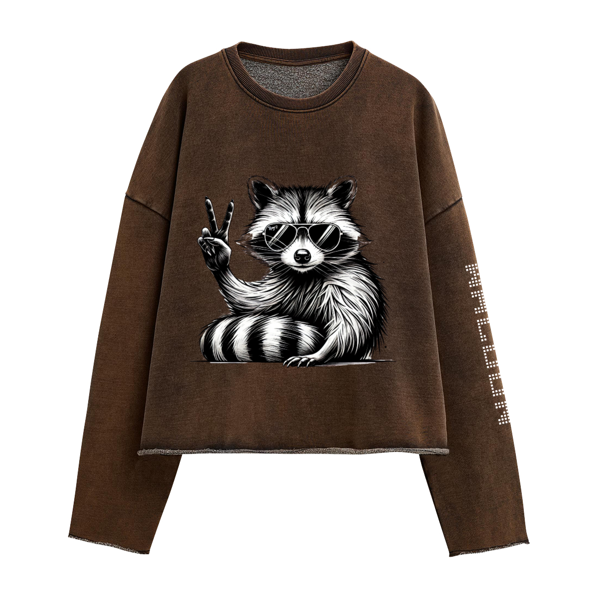 WACOON black victory 440GSM Unisex Washed Cropped Sweatshirt