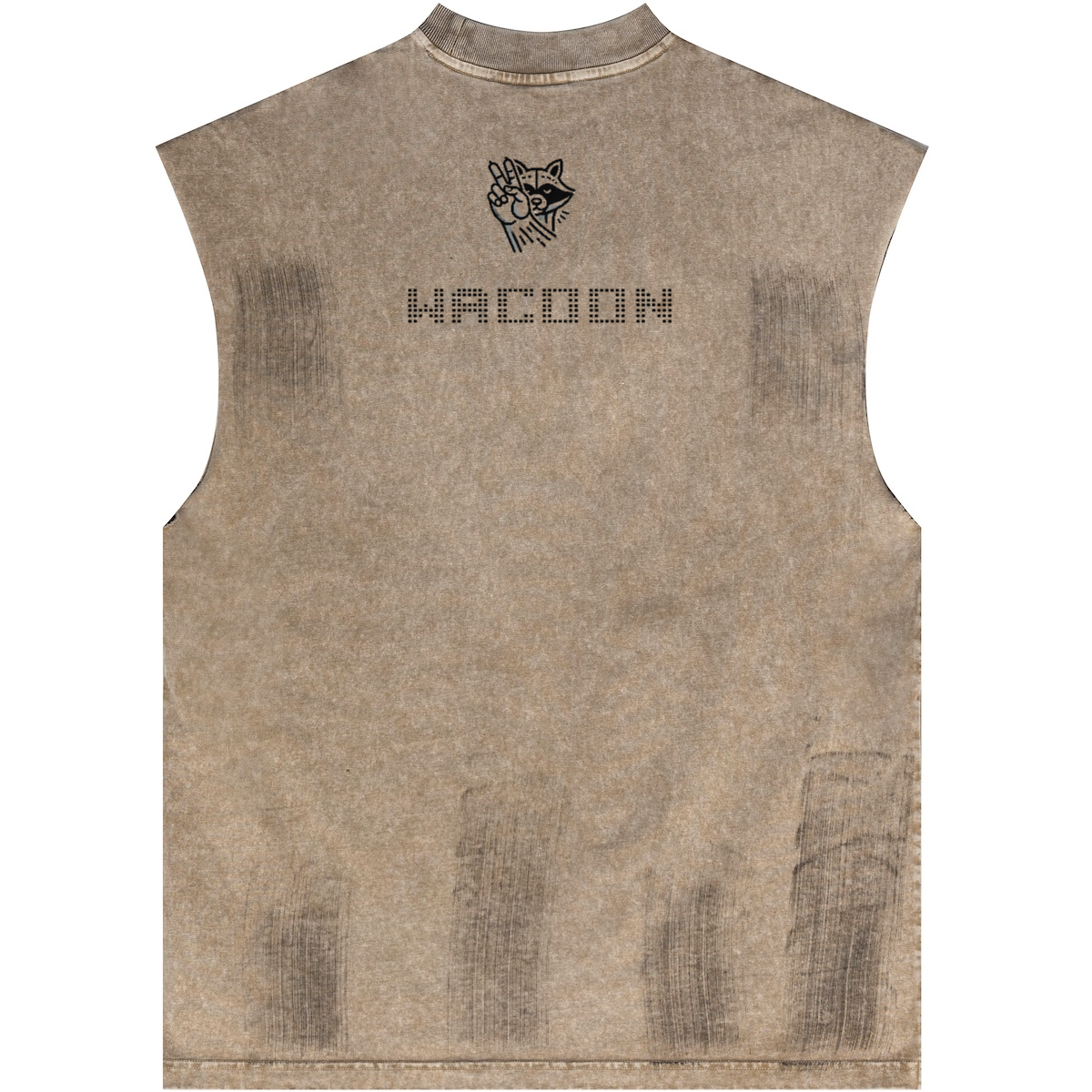 WACOON trashy Distressed High Street Round Neck Sleeveless Tank Top(310GSM)