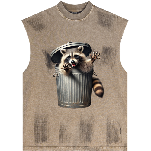WACOON trashy Distressed High Street Round Neck Sleeveless Tank Top(310GSM)
