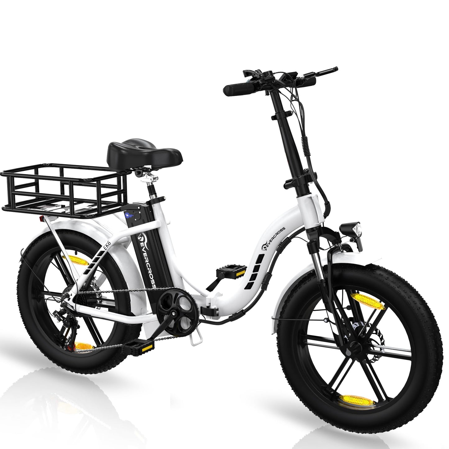 ELB- EVERCROSS EK6 Elektrofahrräder Erwachsene, faltbares E-Bike mit 20" x 4,0 Breiten Reifen, E Bike Mountainbike mit 7 Gang Getriebe, 48V 15AH Akku, 250W Motor, 33,2kg Gewicht, Doppelstoßdämpfern