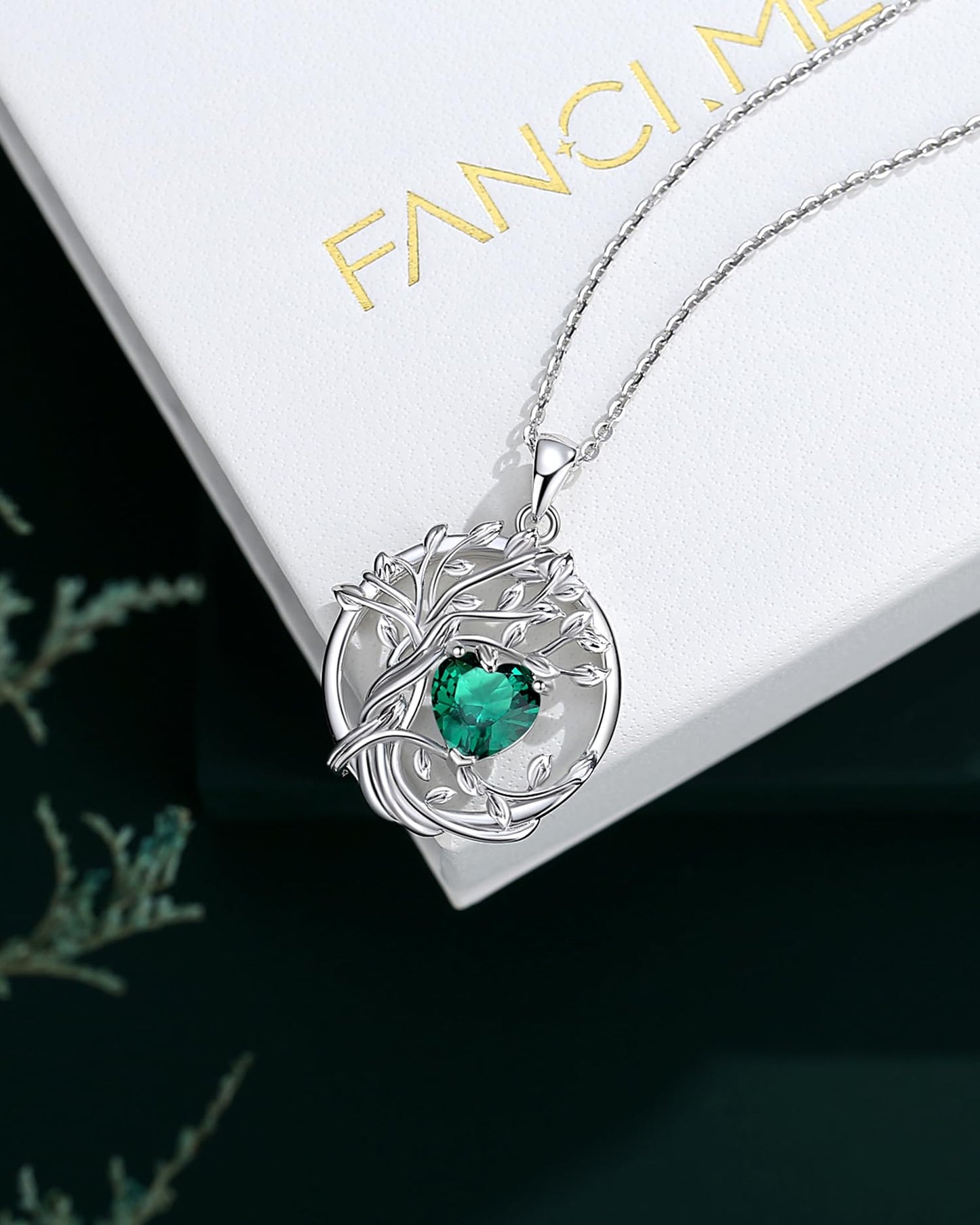 Edersee Lebensbaum Birthstone Kette für Damen 925 Sterling Silber Baum des Lebens Birthstone Anhänger Halskette Schmuck Geschenke für Frauen Mädchen, Kettenlänge: 40+5 cm