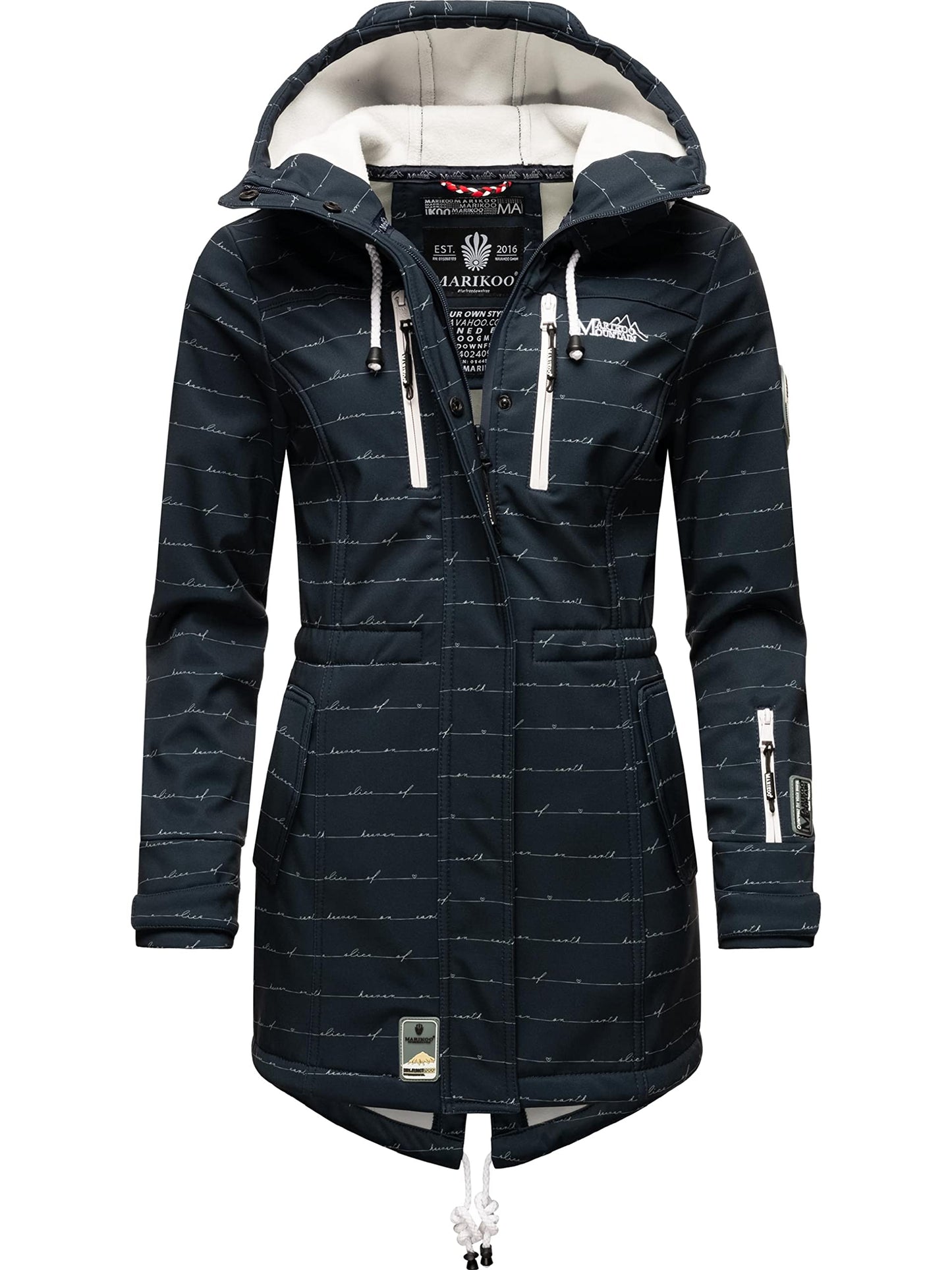 MARIKOO Damen Übergangsjacke Softshellmantel wasserdicht atmungsaktiv mit Kapuze Zimtzicke XS-3XL