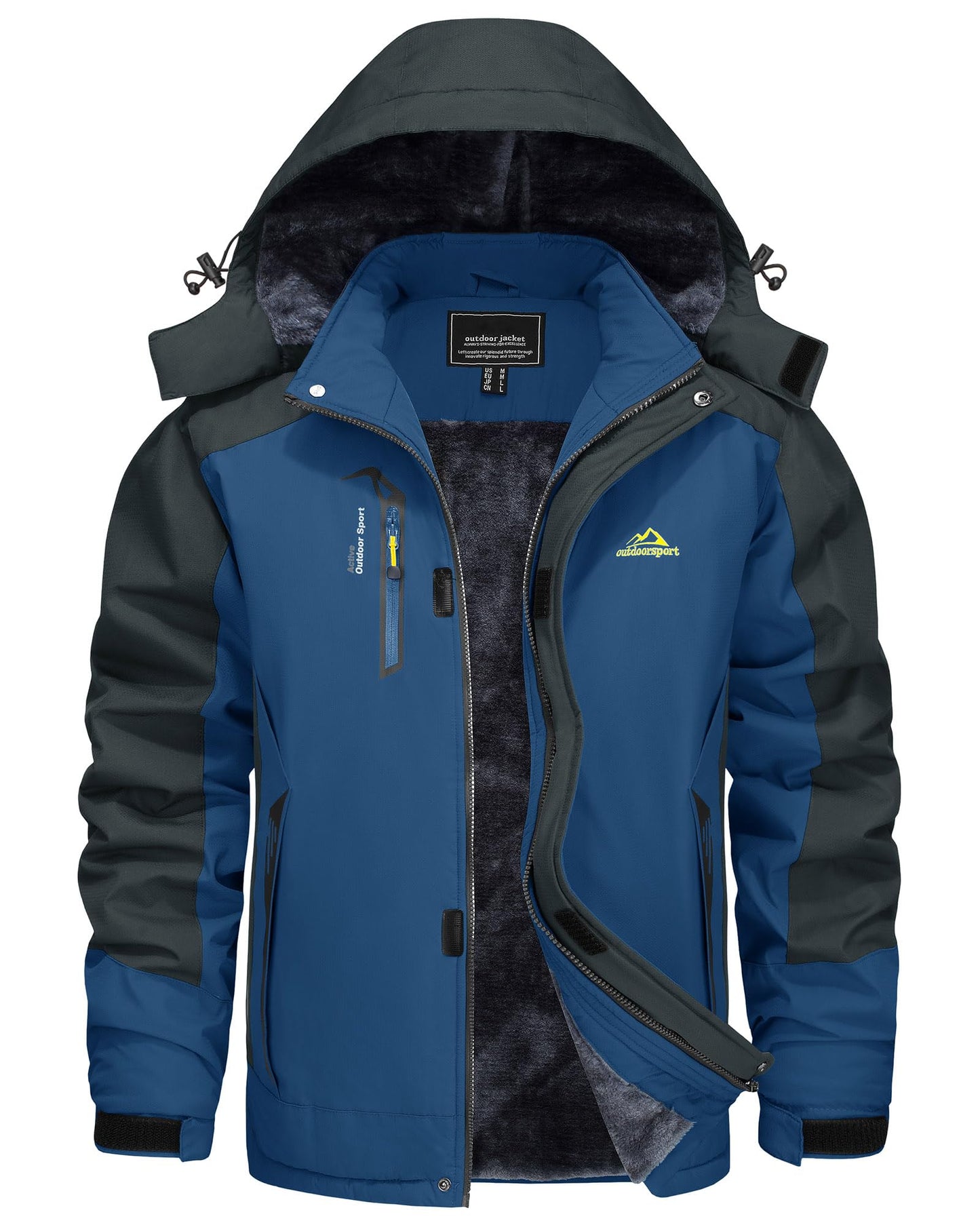 KEFITEVD Snowboardjacke Herren Warm Gefüttert Skijacke Wasserdicht Softshell Jacke mit Kapuze Fleece Winterjacke Atmungsaktiv Funktionsjacke