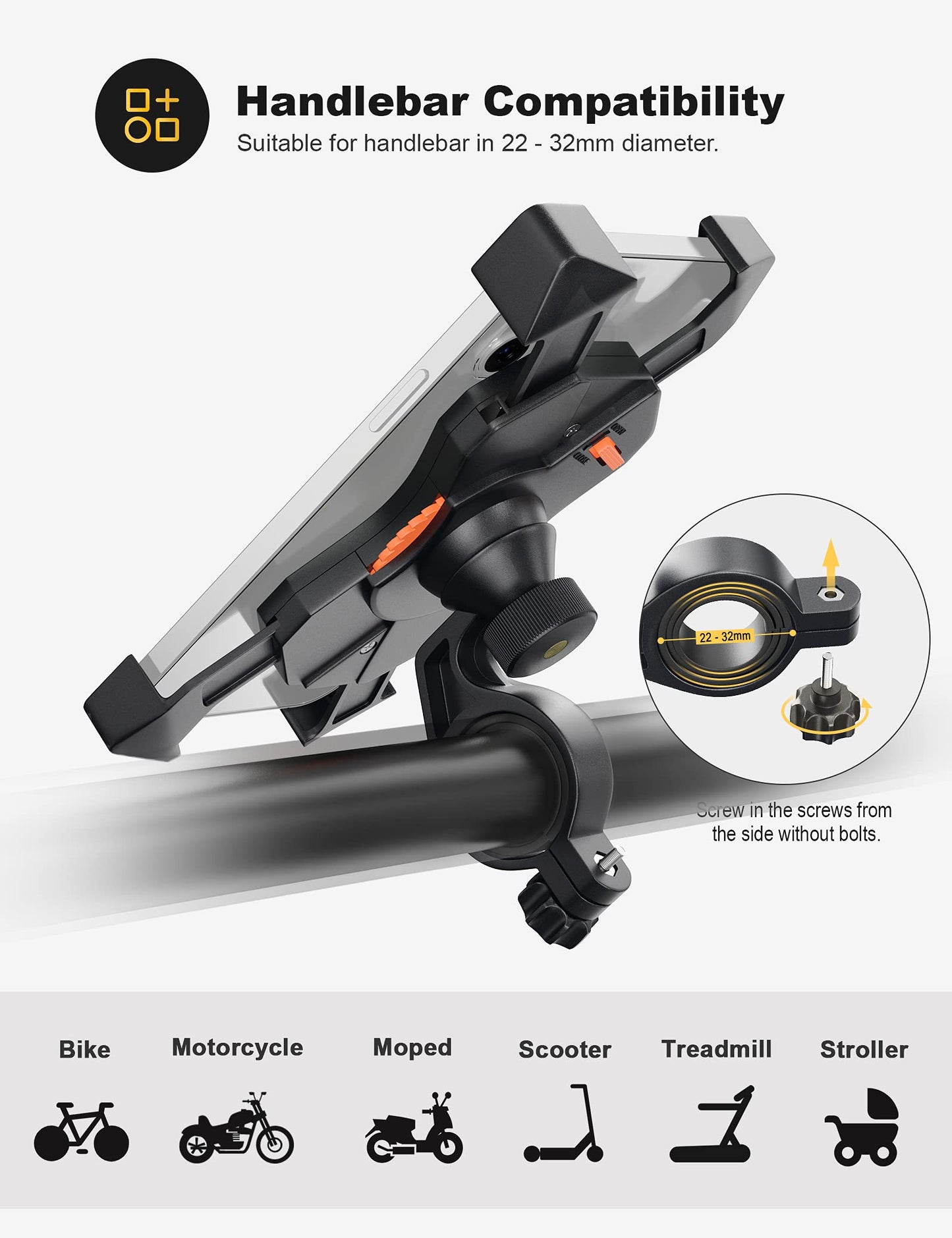 Grefay Fahrrad Handyhalterung Universal Motorrad Handy Halterung für 3,5-6,5 Zoll Smartphone mit 360° Drehbar