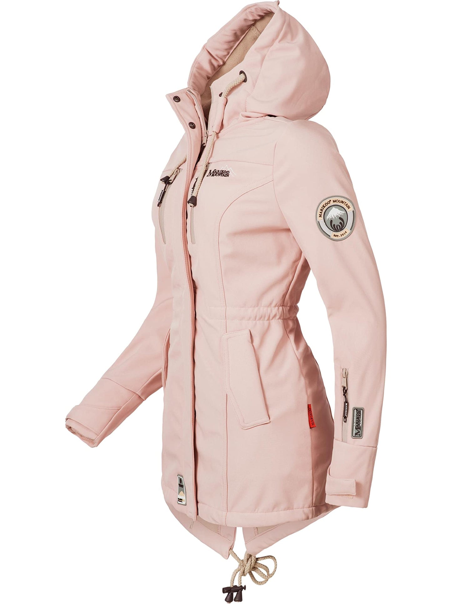 MARIKOO Damen Übergangsjacke Softshellmantel wasserdicht atmungsaktiv mit Kapuze Zimtzicke XS-3XL