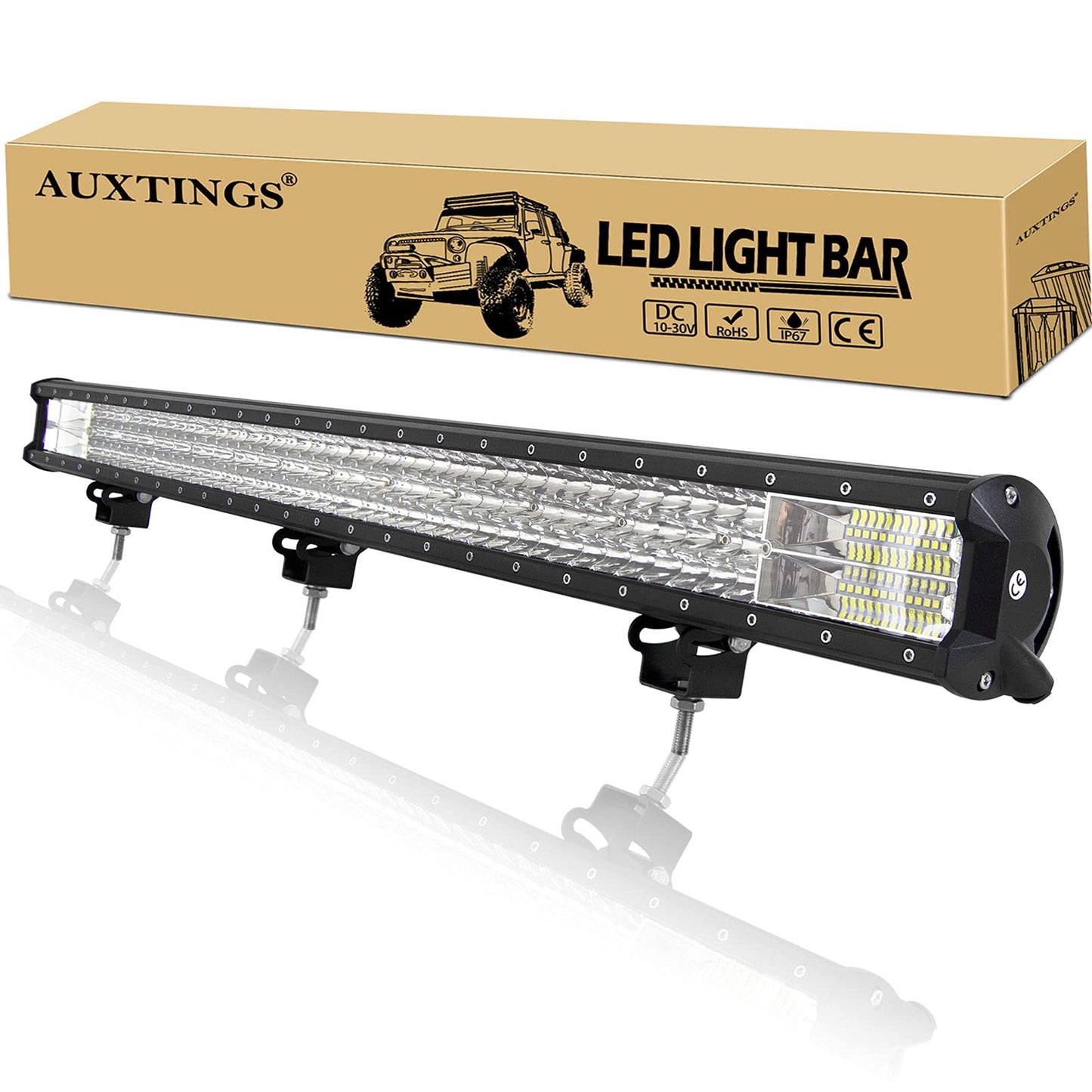 ELB AUXTINGS 22 Zoll 324W dreireihiger LED Arbeitslicht Bar Autoscheinwerfer Offroad Flutlicht Scheinwerfer 6000K imprägniern IP67 Arbeits-Licht 12V 24V