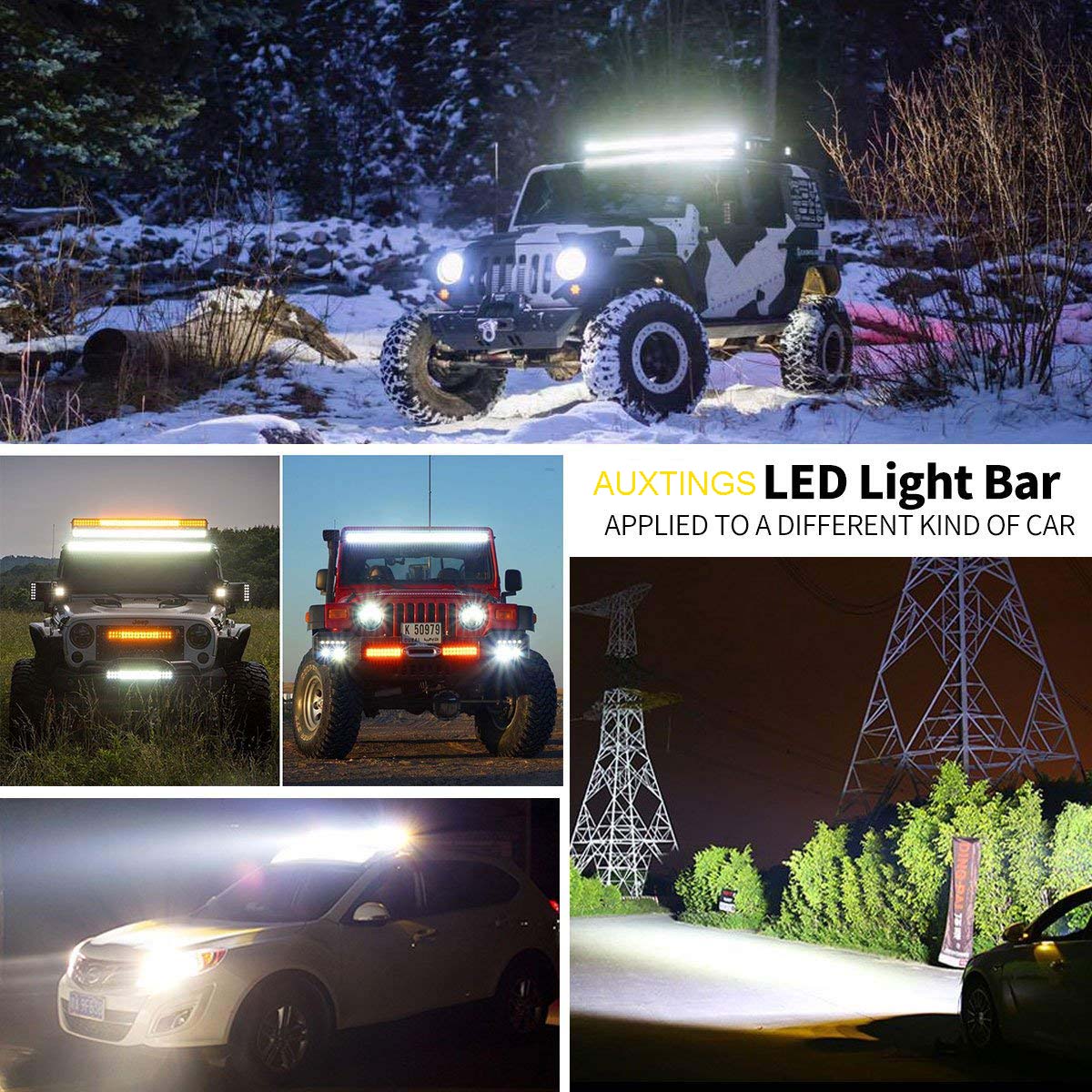 ELB AUXTINGS 22 Zoll 324W dreireihiger LED Arbeitslicht Bar Autoscheinwerfer Offroad Flutlicht Scheinwerfer 6000K imprägniern IP67 Arbeits-Licht 12V 24V
