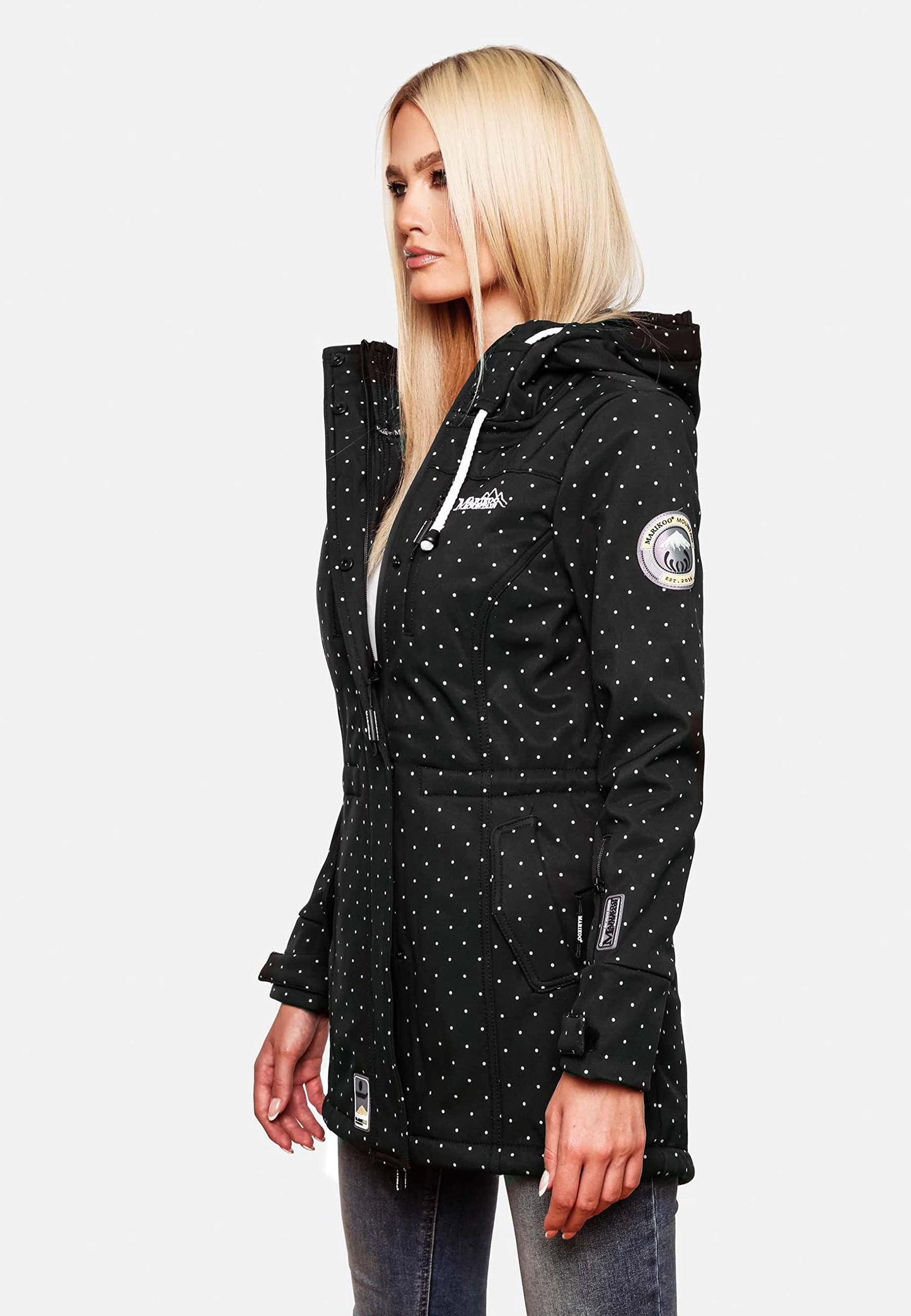 MARIKOO Damen Übergangsjacke Softshellmantel wasserdicht atmungsaktiv mit Kapuze Zimtzicke XS-3XL
