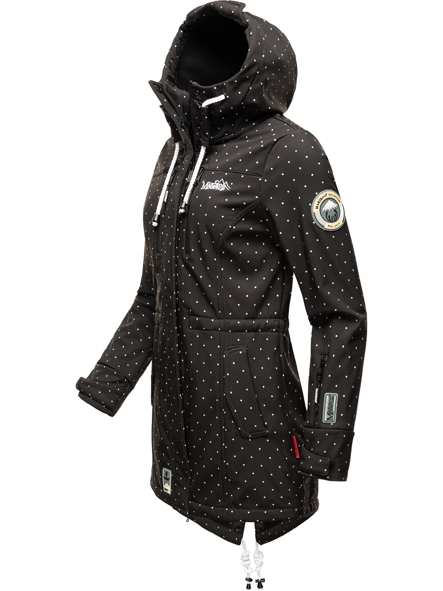 MARIKOO Damen Übergangsjacke Softshellmantel wasserdicht atmungsaktiv mit Kapuze Zimtzicke XS-3XL