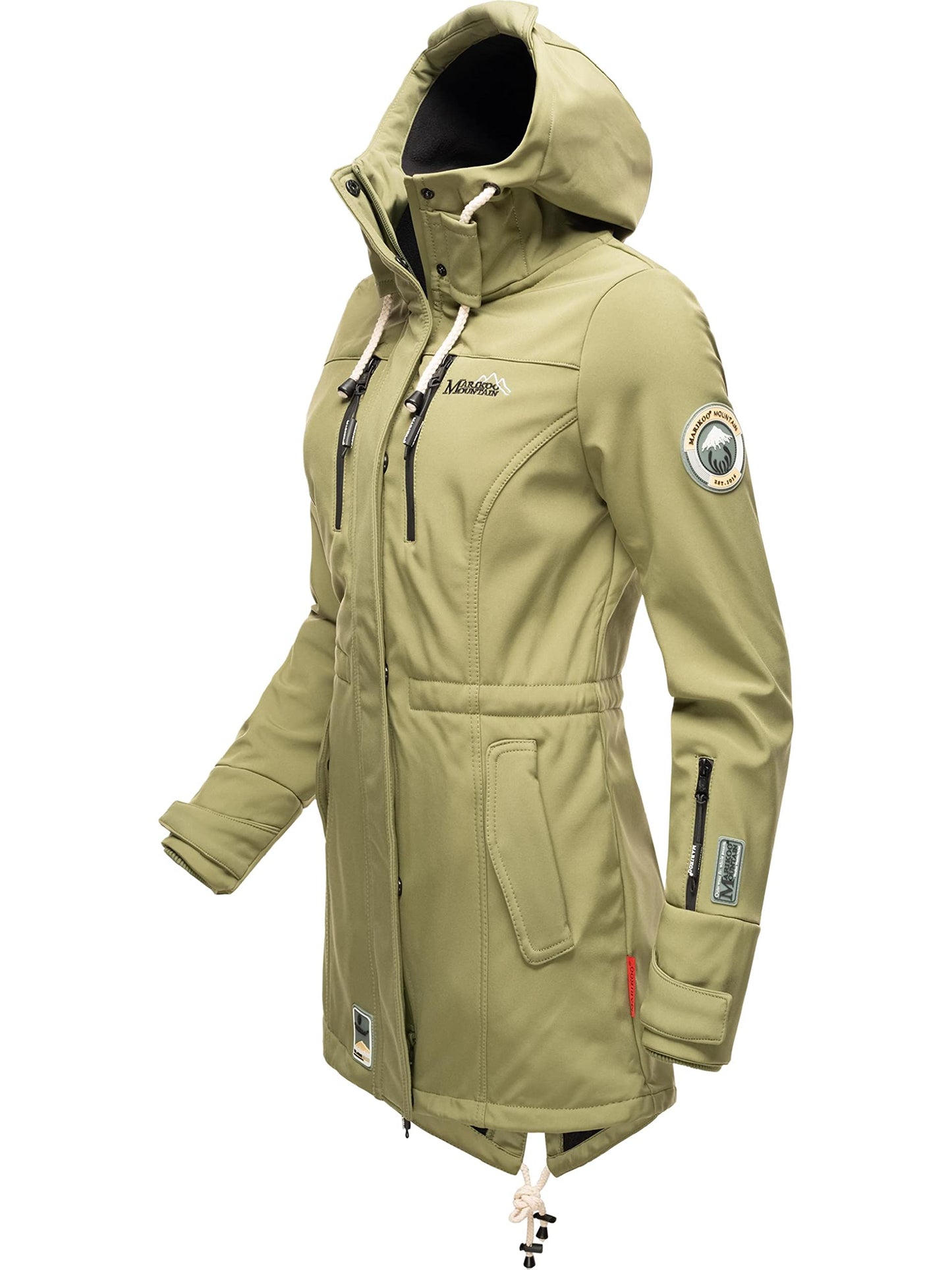 MARIKOO Damen Übergangsjacke Softshellmantel wasserdicht atmungsaktiv mit Kapuze Zimtzicke XS-3XL