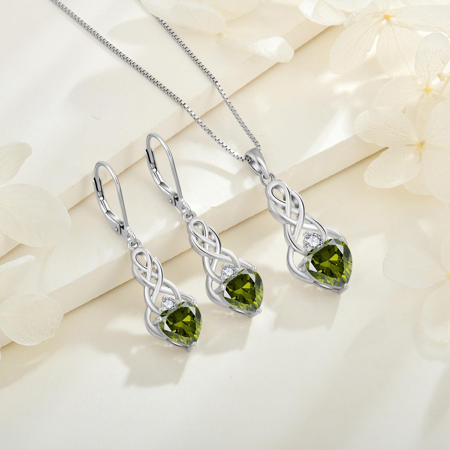 FJ Unendlichkeit Keltischer Knoten Kette Damen 925 Sterling Silber Geburtsstein Anhänger Irischer Glücksschmuck Geschenke für Frauen Mutter Freundin Mama
