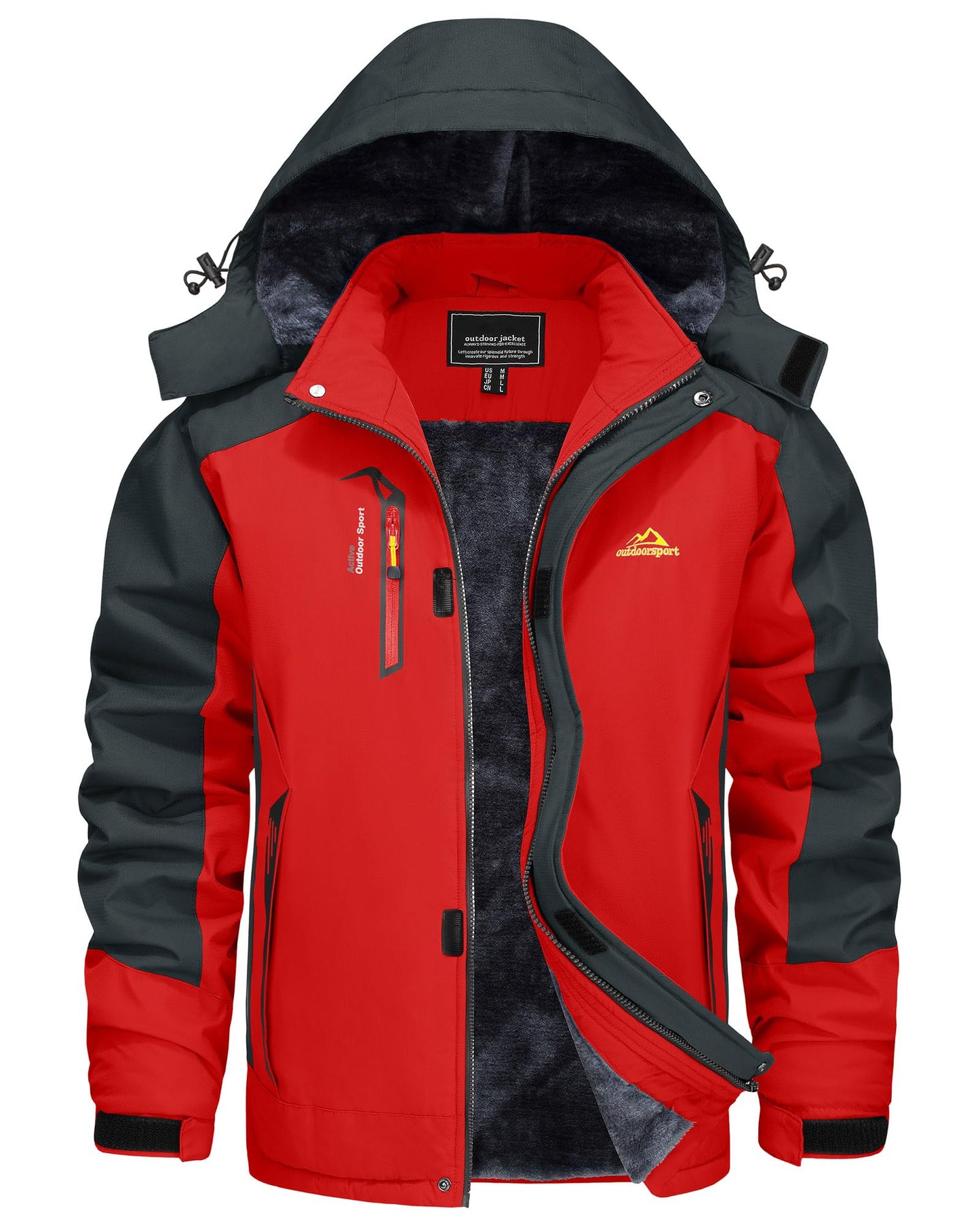KEFITEVD Snowboardjacke Herren Warm Gefüttert Skijacke Wasserdicht Softshell Jacke mit Kapuze Fleece Winterjacke Atmungsaktiv Funktionsjacke