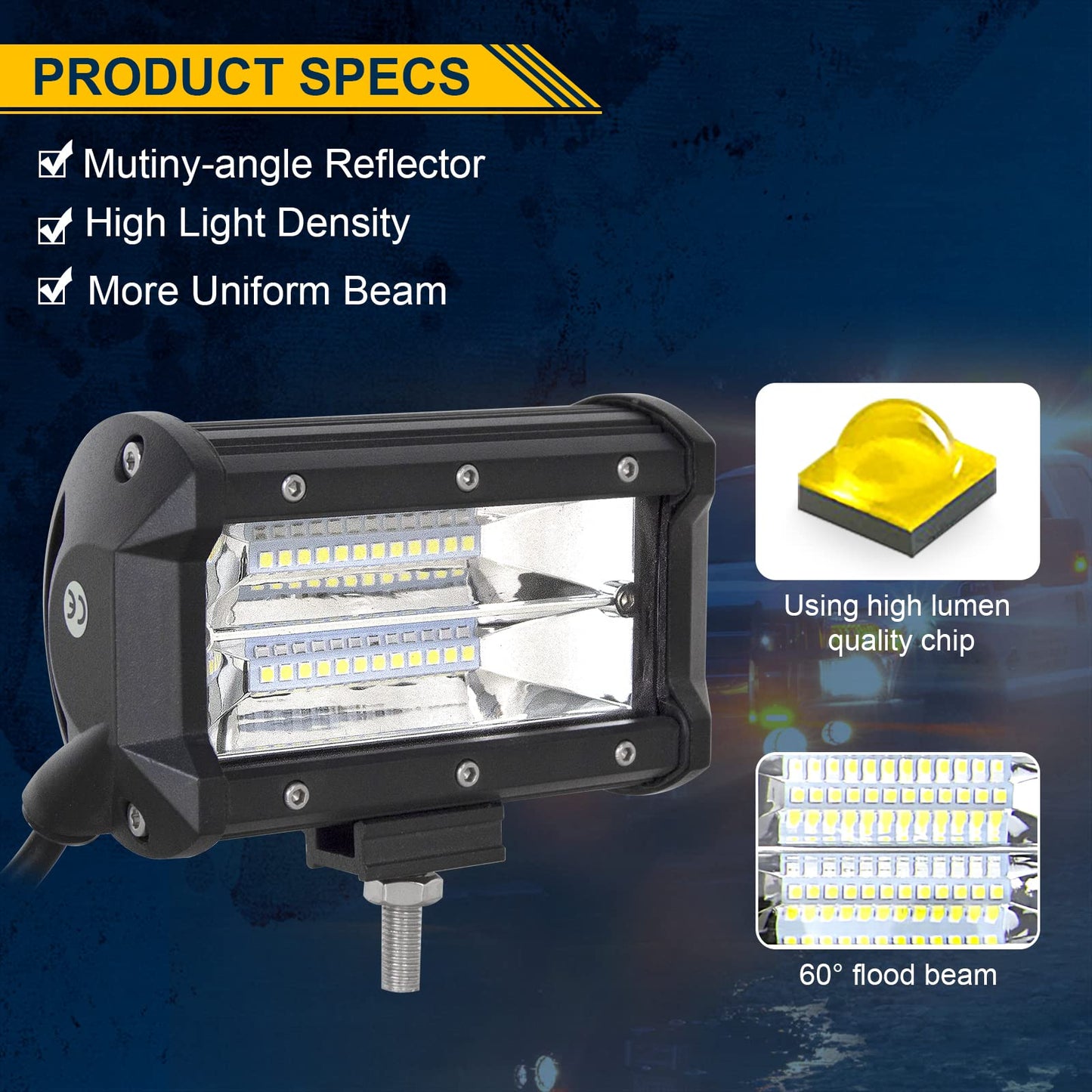 ELB AUXTINGS 22 Zoll 324W dreireihiger LED Arbeitslicht Bar Autoscheinwerfer Offroad Flutlicht Scheinwerfer 6000K imprägniern IP67 Arbeits-Licht 12V 24V