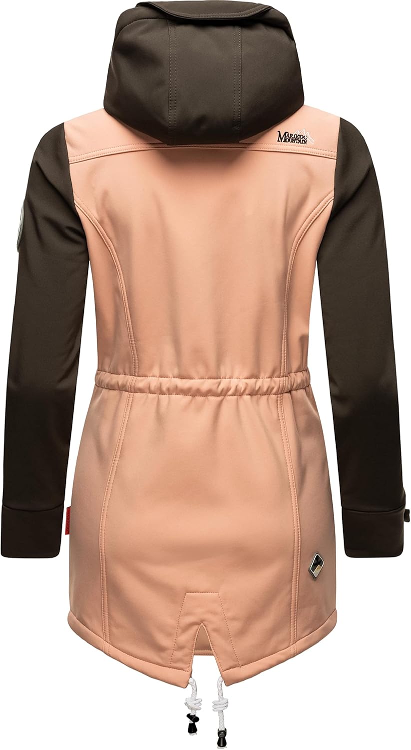 MARIKOO Damen Übergangsjacke Softshellmantel wasserdicht atmungsaktiv mit Kapuze Zimtzicke XS-3XL