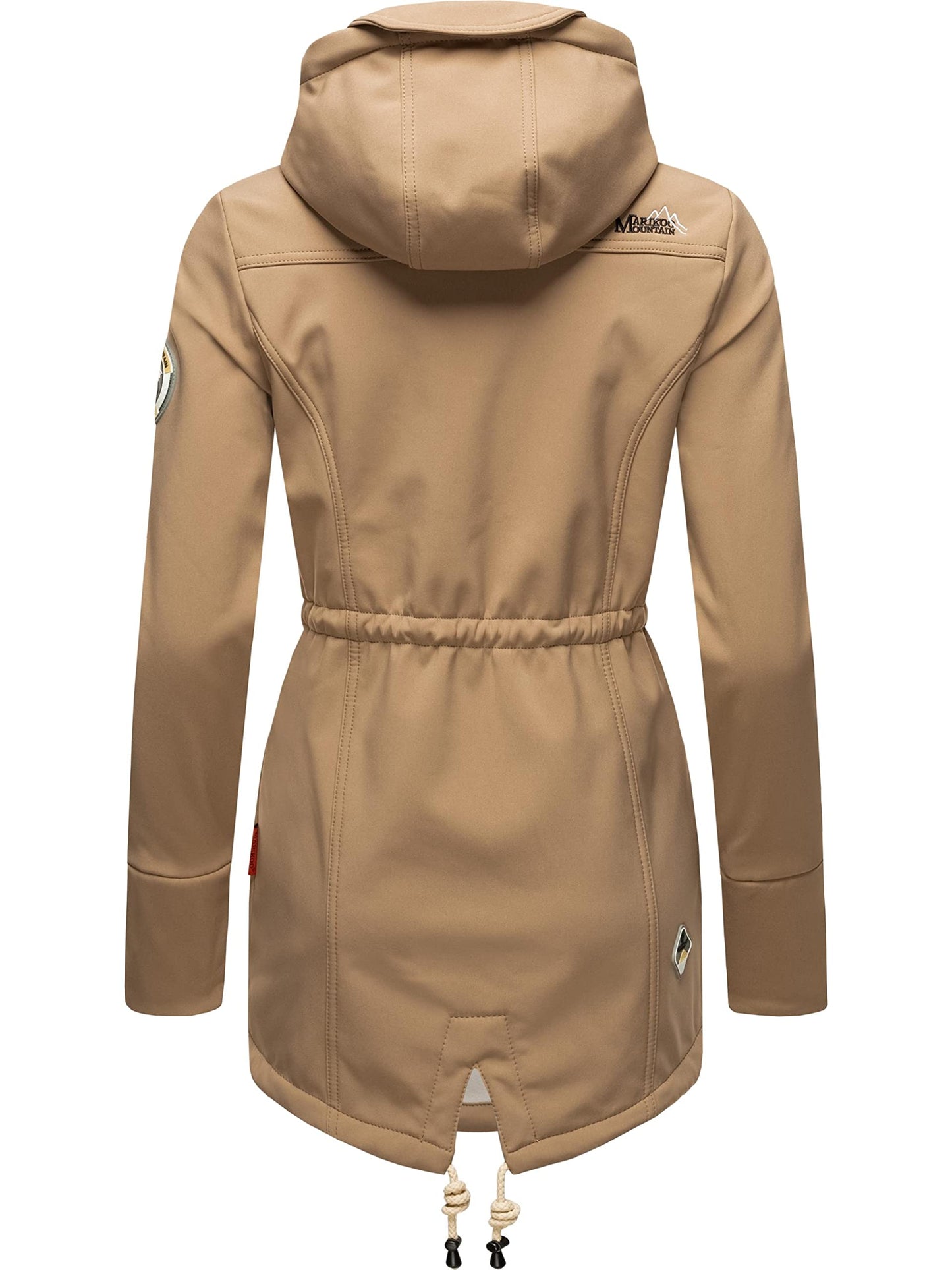 MARIKOO Damen Übergangsjacke Softshellmantel wasserdicht atmungsaktiv mit Kapuze Zimtzicke XS-3XL