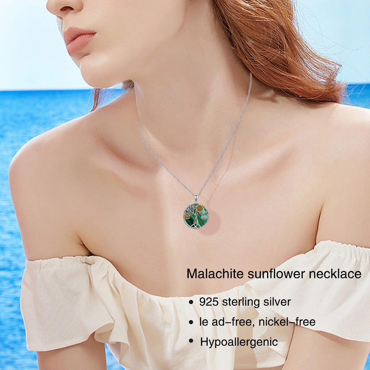 Ederseensucht-Sonnenblumen-Halskette, 925er Sterlingsilber, Gänseblümchen/Rose/Mondstein, Sonnenblumen-Baum des Lebens-Anhänger-Halskette, Sonnenblumen-Schmuck, Geschenke für Frauen, Mädchen, Mütter