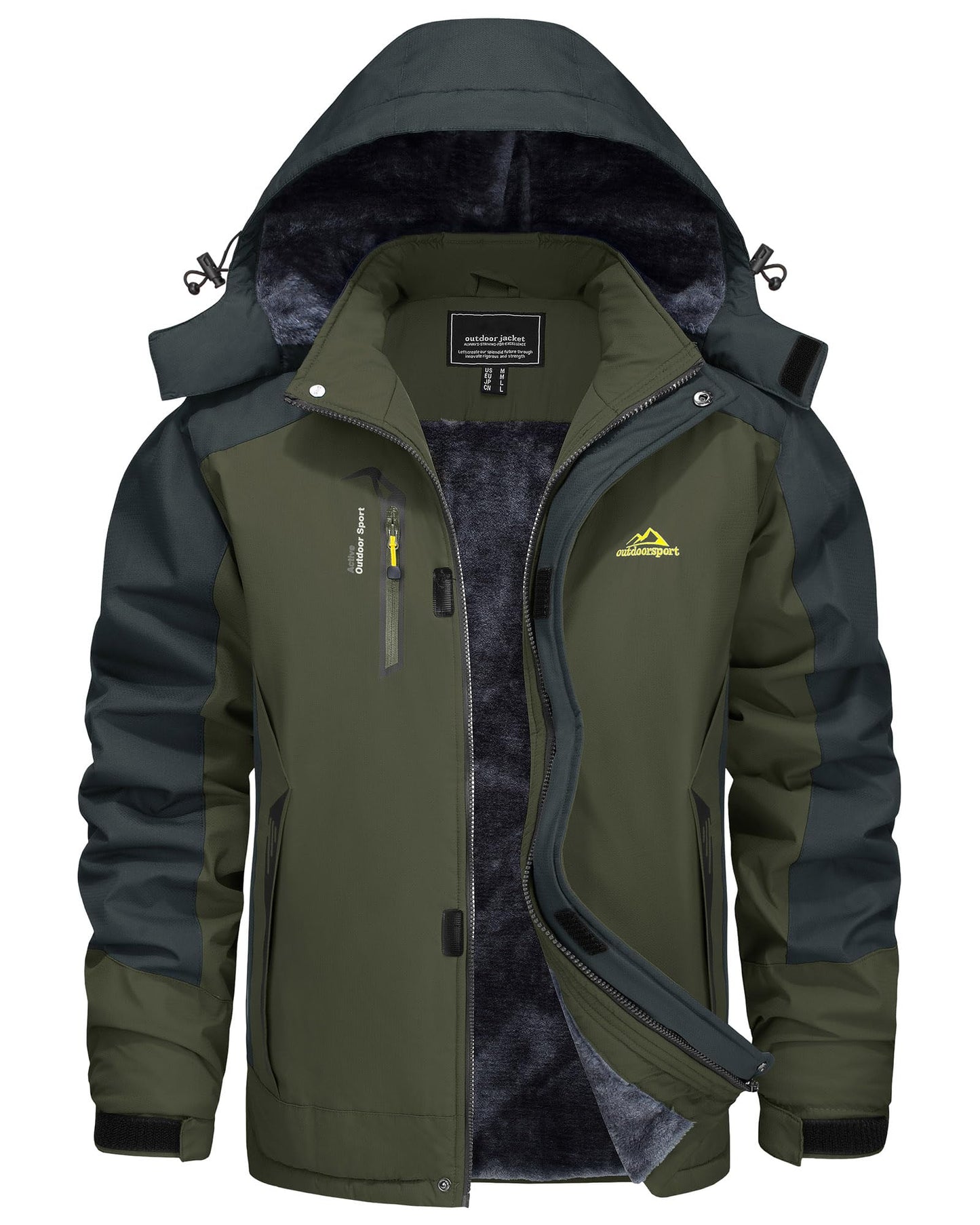 KEFITEVD Snowboardjacke Herren Warm Gefüttert Skijacke Wasserdicht Softshell Jacke mit Kapuze Fleece Winterjacke Atmungsaktiv Funktionsjacke