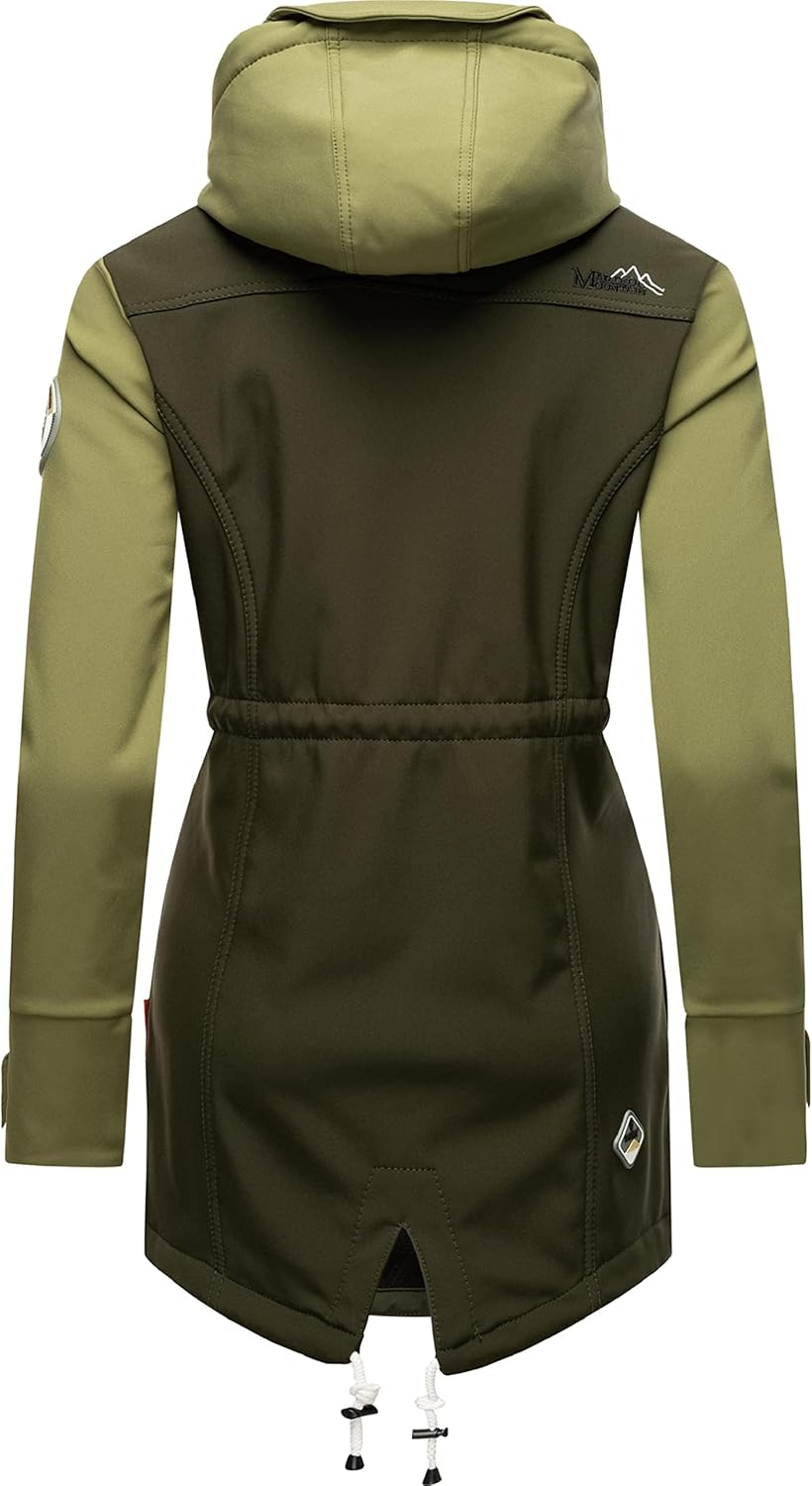 MARIKOO Damen Übergangsjacke Softshellmantel wasserdicht atmungsaktiv mit Kapuze Zimtzicke XS-3XL