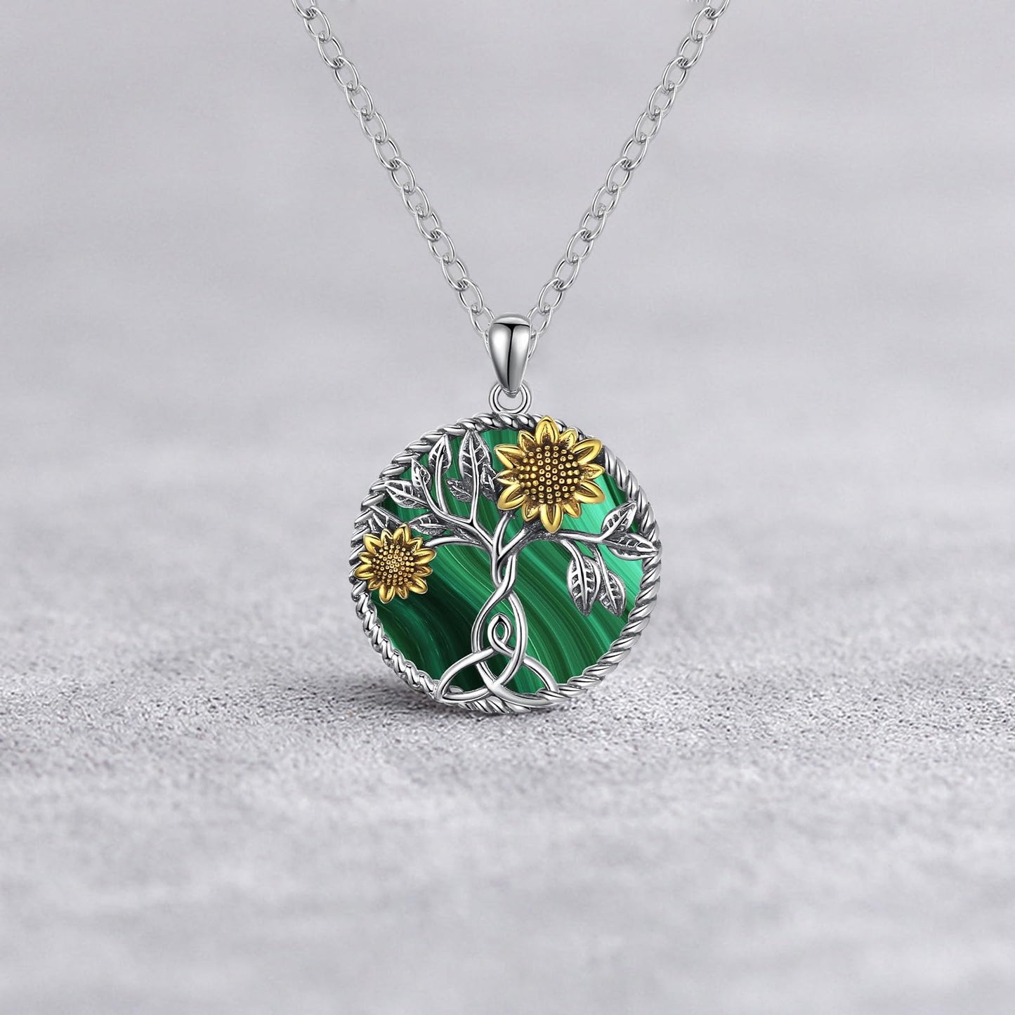 Ederseensucht-Sonnenblumen-Halskette, 925er Sterlingsilber, Gänseblümchen/Rose/Mondstein, Sonnenblumen-Baum des Lebens-Anhänger-Halskette, Sonnenblumen-Schmuck, Geschenke für Frauen, Mädchen, Mütter