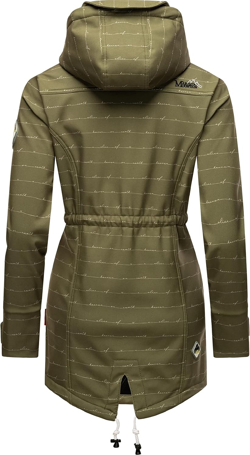 MARIKOO Damen Übergangsjacke Softshellmantel wasserdicht atmungsaktiv mit Kapuze Zimtzicke XS-3XL