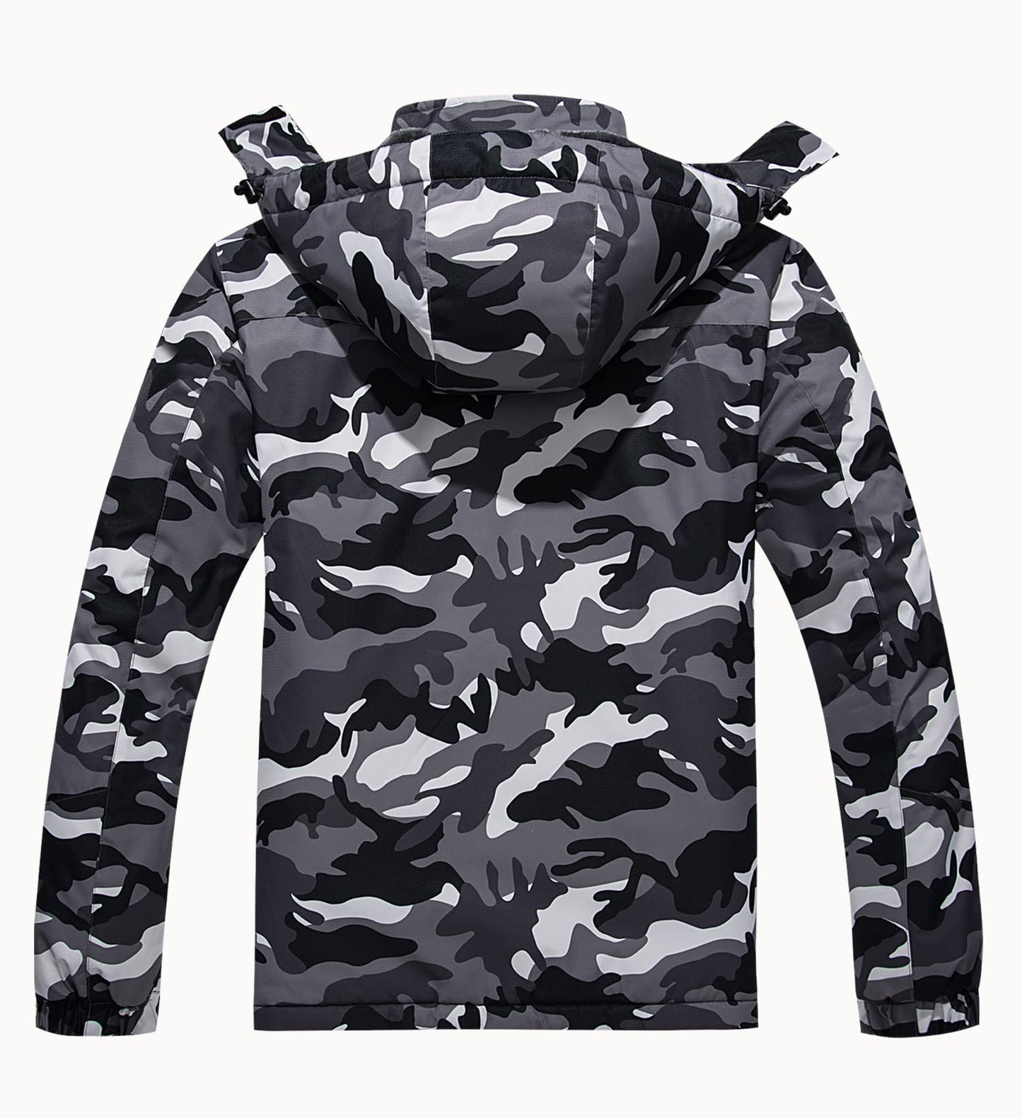 KEFITEVD Herren Skijacke Atmungsaktiv Warm Gefüttert Winterjacke mit Abnehmbarer Kapuze Snowboardjacke Wasserdicht Outdoorjacke