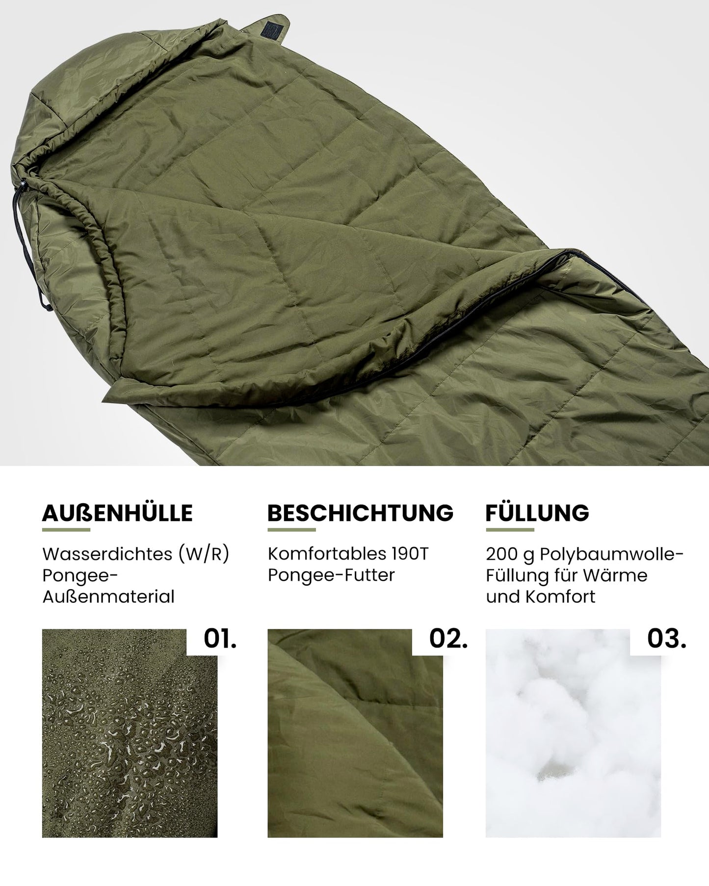 OneTigris Schlafsack Outdoor kleines Packmaß 3 Jahreszeiten 8 °C -15 °C Mumienschlafsack Ultraleicht kompakt für Camping, Reisen, Wandern