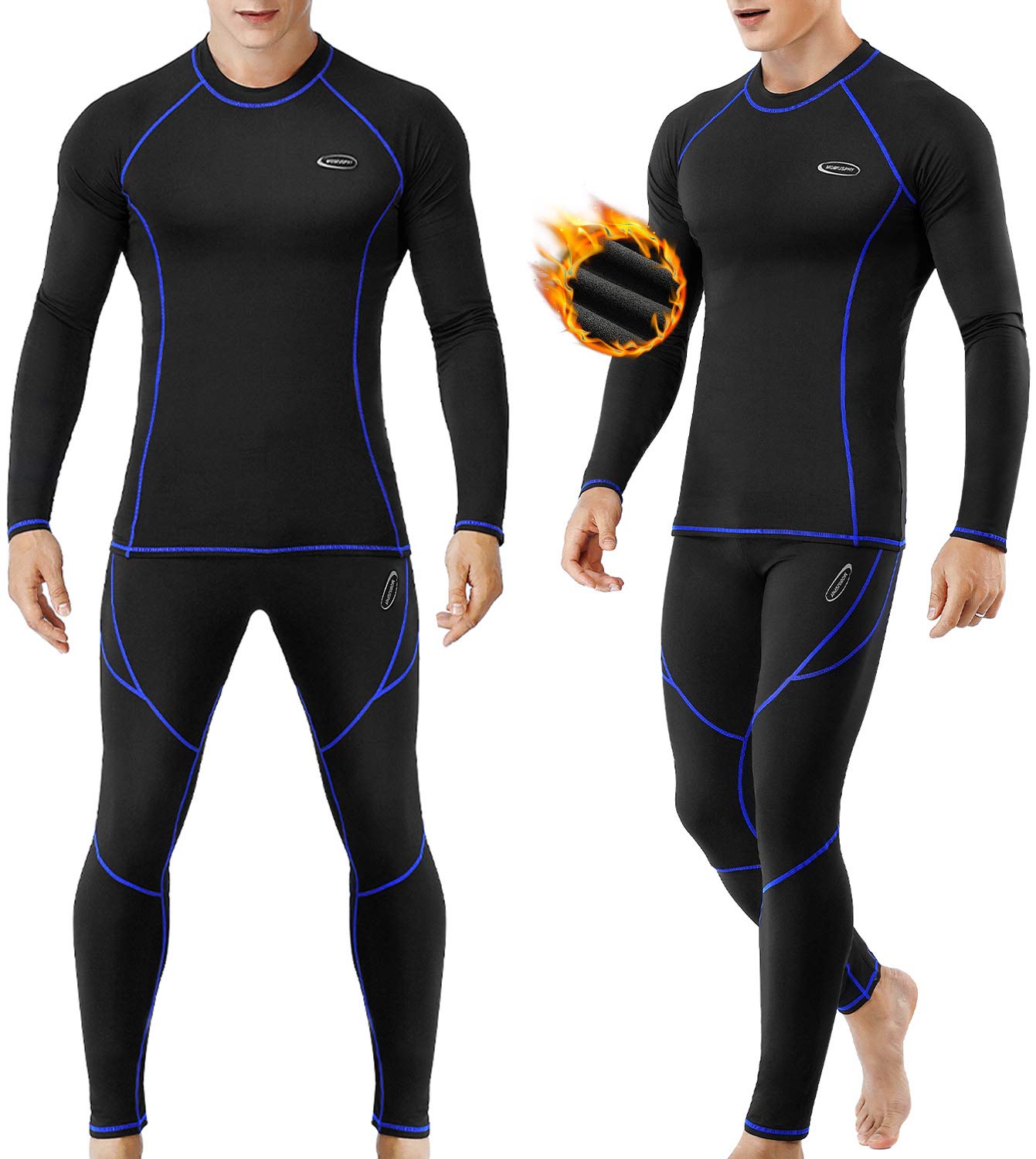 MOBIUSPHY Thermounterwäsche Herren, Funktionsunterwäsche Skiunterwäsche Winter Thermowäsche Set Warm Weich Funktionswäsche atmungsaktiv Thermo Unterwäsche Thermounterhemd Thermounterhose für Männer