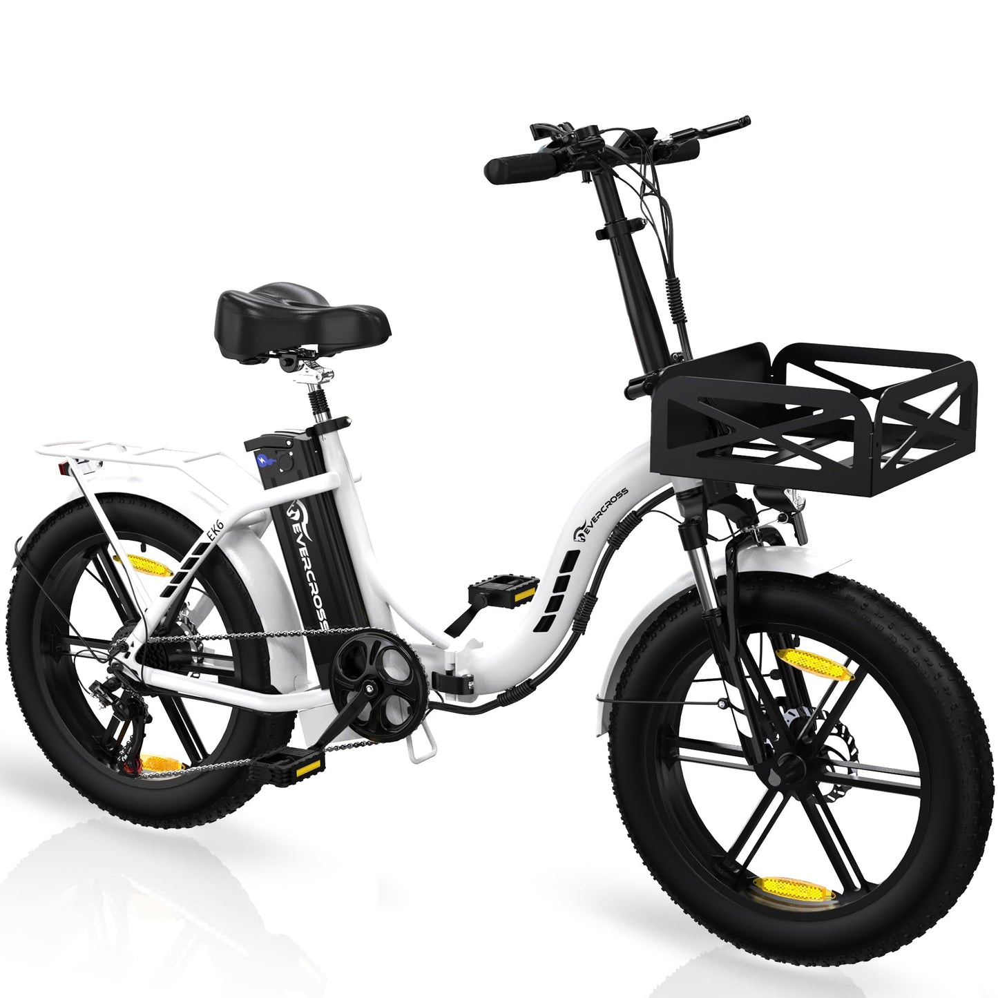 ELB- EVERCROSS EK6 Elektrofahrräder Erwachsene, faltbares E-Bike mit 20" x 4,0 Breiten Reifen, E Bike Mountainbike mit 7 Gang Getriebe, 48V 15AH Akku, 250W Motor, 33,2kg Gewicht, Doppelstoßdämpfern