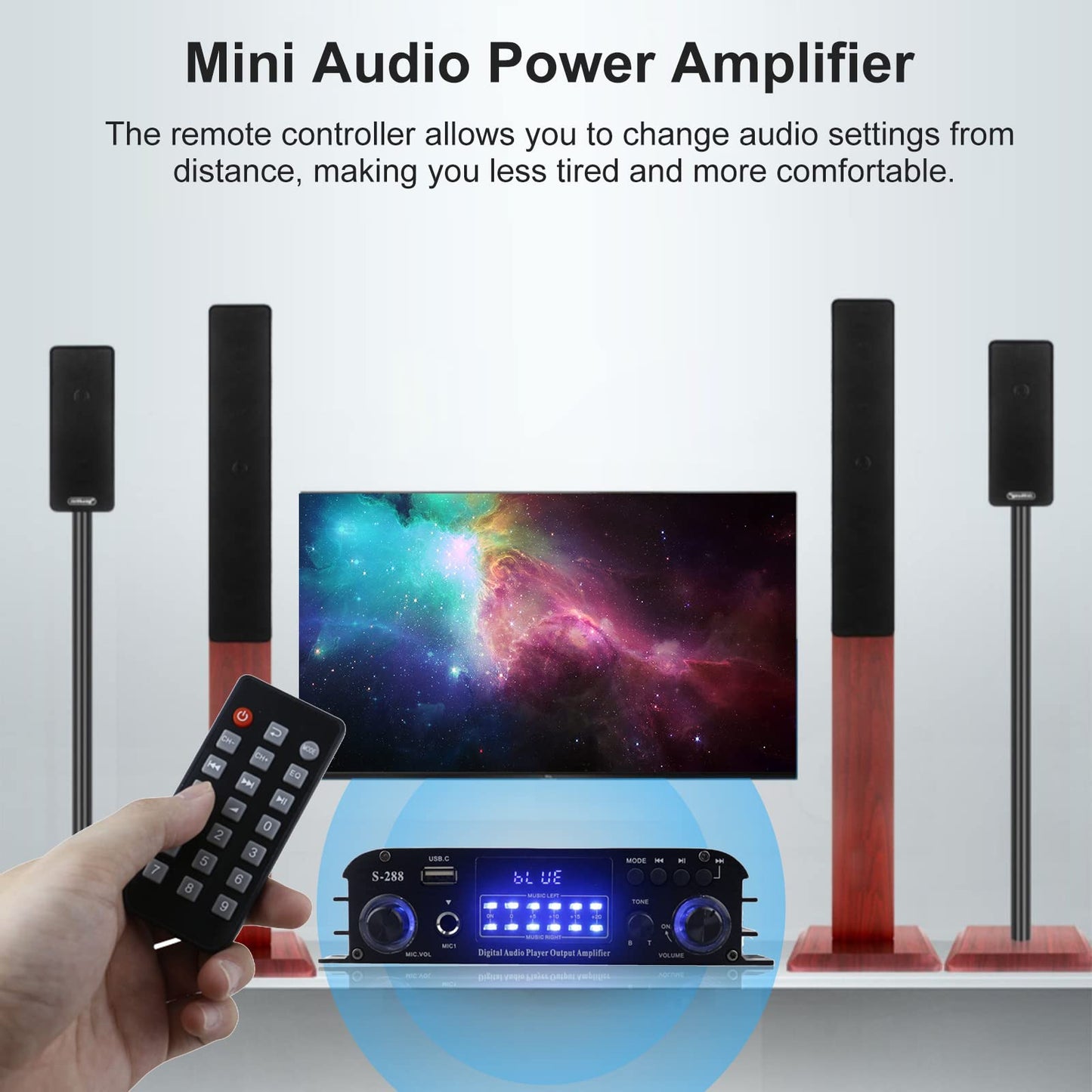 Etlephe Mini Verstärker,HIFI Verstärker,Bluetooth 5.0-Stereo Audio,12 V 220 V 600 W, 2 Kanäle, LCD-Display, High Fidelity, tragbares UKW-Radio, SD/USB-Karteneingang, für Zuhause oder Auto