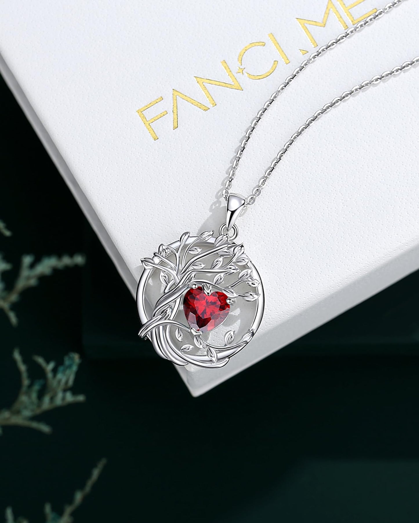 Edersee Lebensbaum Birthstone Kette für Damen 925 Sterling Silber Baum des Lebens Birthstone Anhänger Halskette Schmuck Geschenke für Frauen Mädchen, Kettenlänge: 40+5 cm