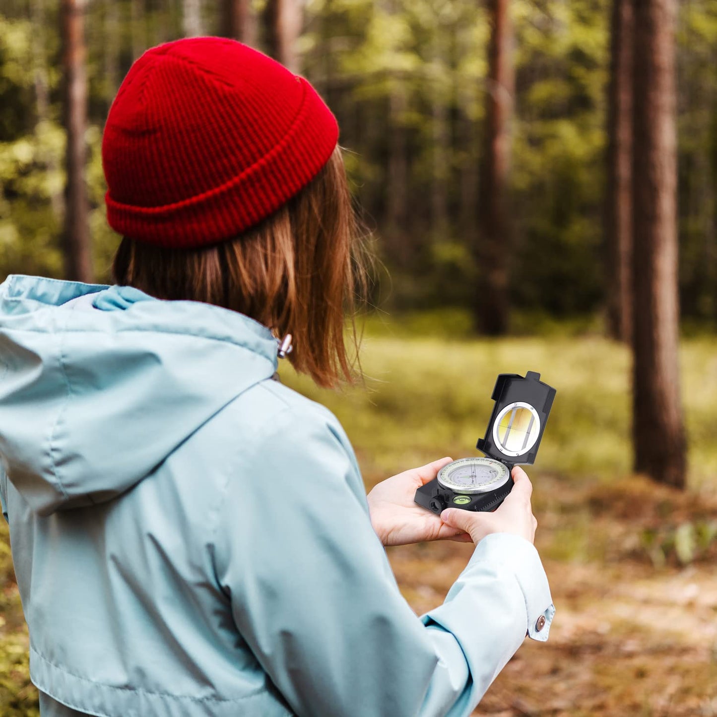 Sportneer Militär Marschkompass, Professioneller Taschenkompass Peilkompass Kompass Compass mit Tragschlaufe für Jagd Wandern und Aktivitäten Camping im Freien, Wasserfest und Stoßfest