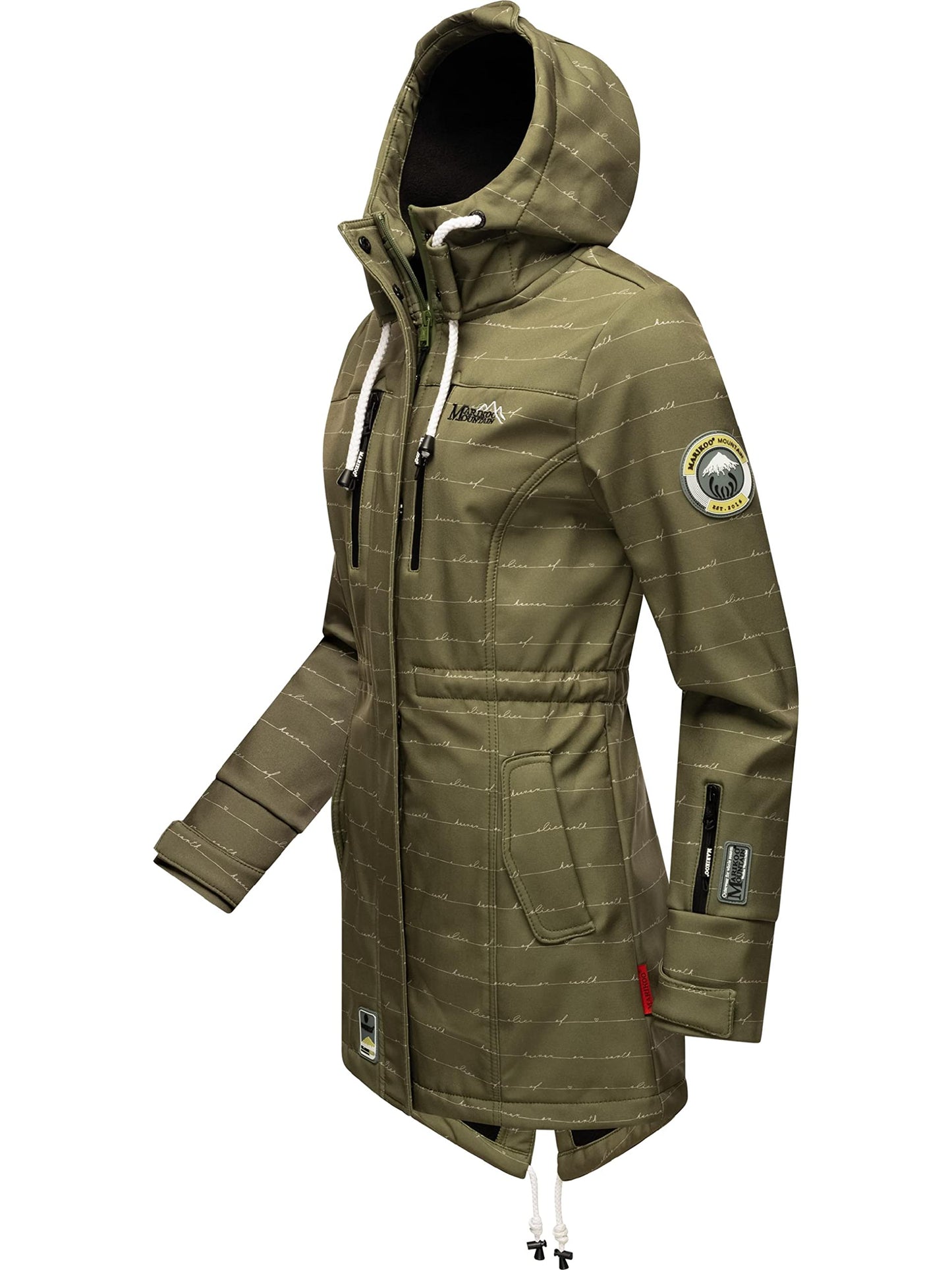 MARIKOO Damen Übergangsjacke Softshellmantel wasserdicht atmungsaktiv mit Kapuze Zimtzicke XS-3XL