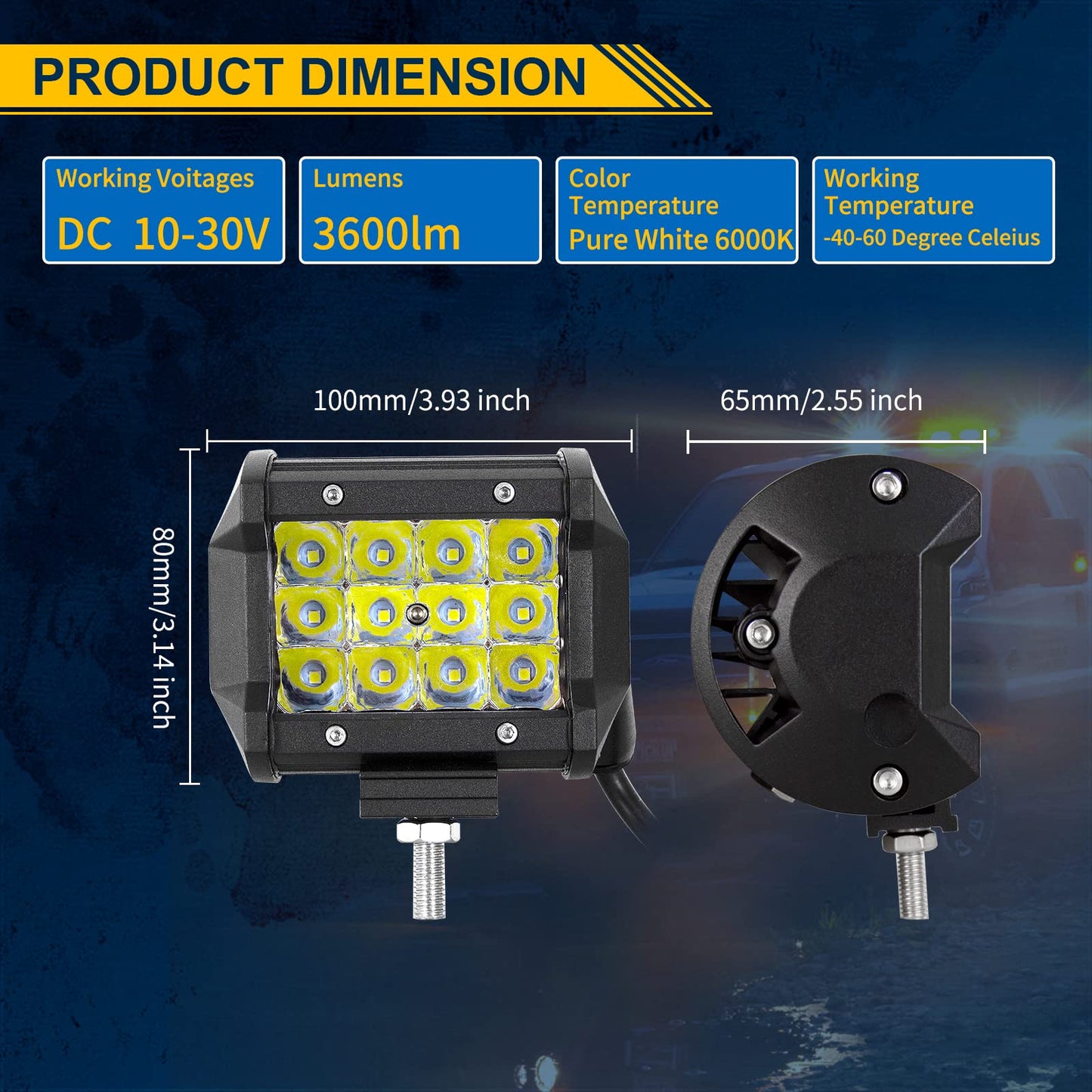 ELB AUXTINGS 22 Zoll 324W dreireihiger LED Arbeitslicht Bar Autoscheinwerfer Offroad Flutlicht Scheinwerfer 6000K imprägniern IP67 Arbeits-Licht 12V 24V
