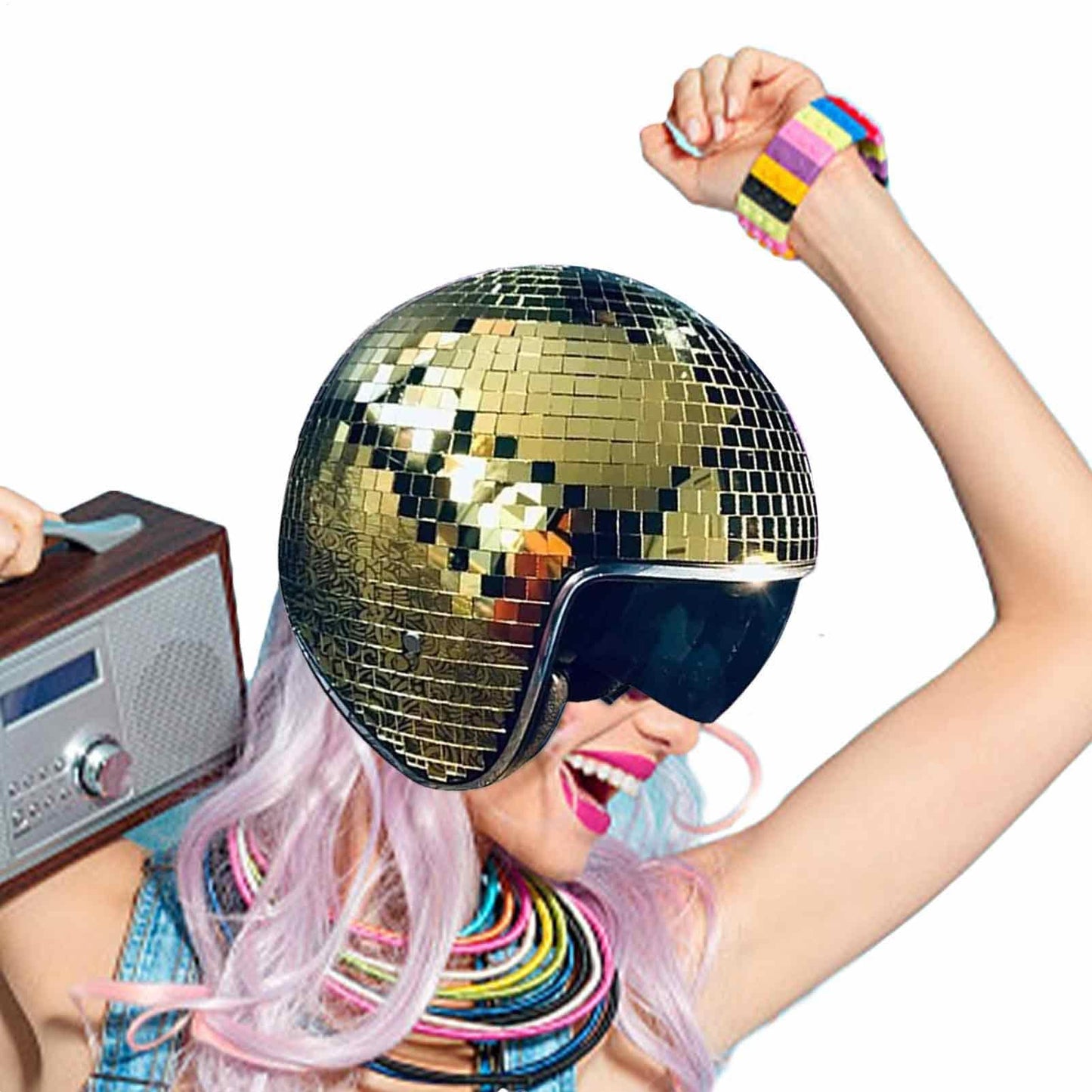 Discokugel Hüte - Diskokugel Helm | Glitzer Spiegel Glas Discokugel Hut Helm | DiscoDekor Helme | Disco Spiegel Glitzerball Helme | Disco Spiegel Hut | Glitzer Spiegel Glas Disco Ball Hut