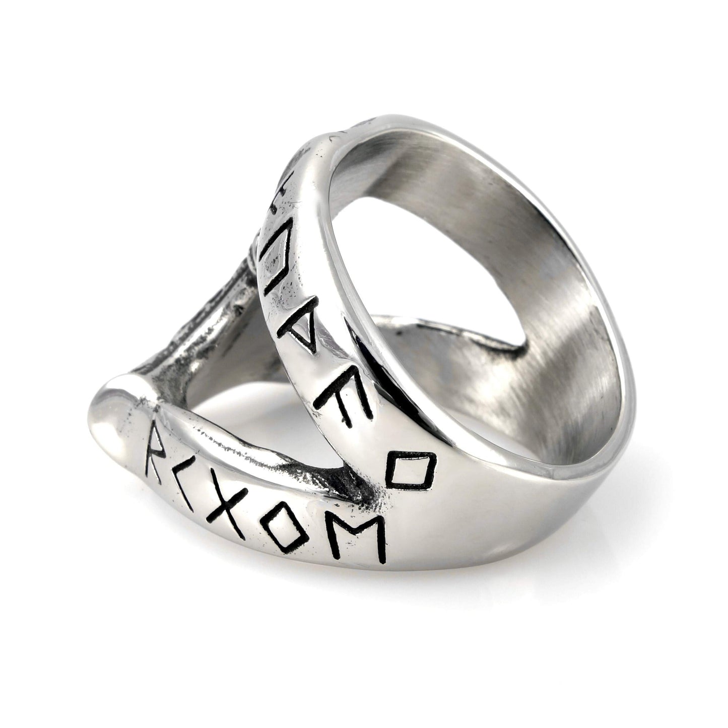 URBANTIMBER Edelstahl Wikinger Ring Thor's Hammer mit Futhark Runen