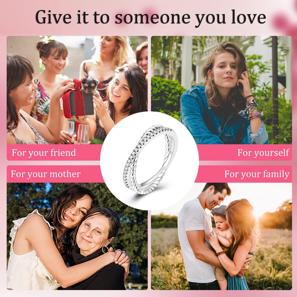 NARMO 925 Sterling Silber Frauen Ringe Mond Stern Ring Evil Eye Ring Bunte Cubic Zirkonia Ring Stapelbare Vintage Ringe Statement Ringe für Frauen Größe 52-60mm