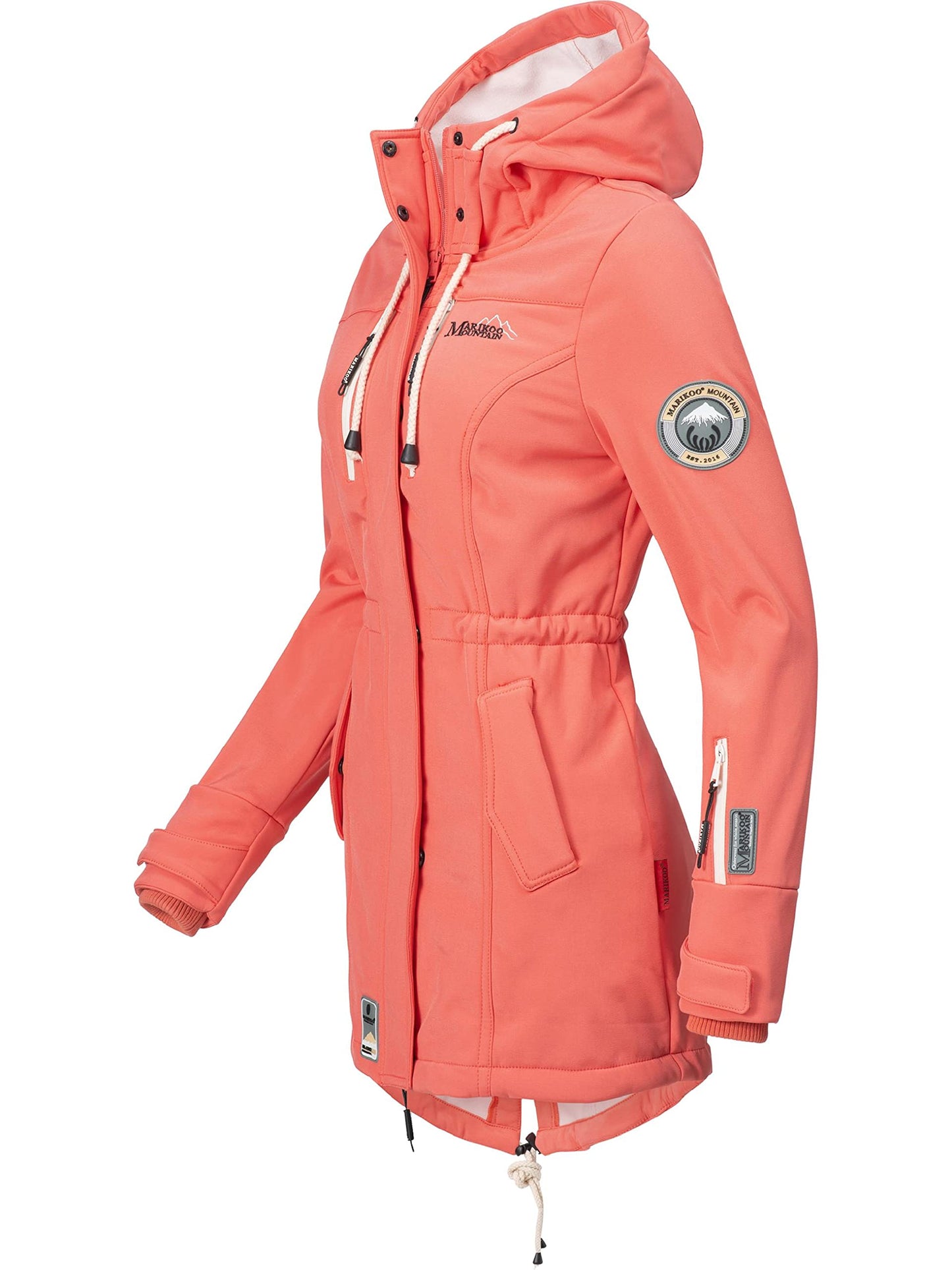 MARIKOO Damen Übergangsjacke Softshellmantel wasserdicht atmungsaktiv mit Kapuze Zimtzicke XS-3XL